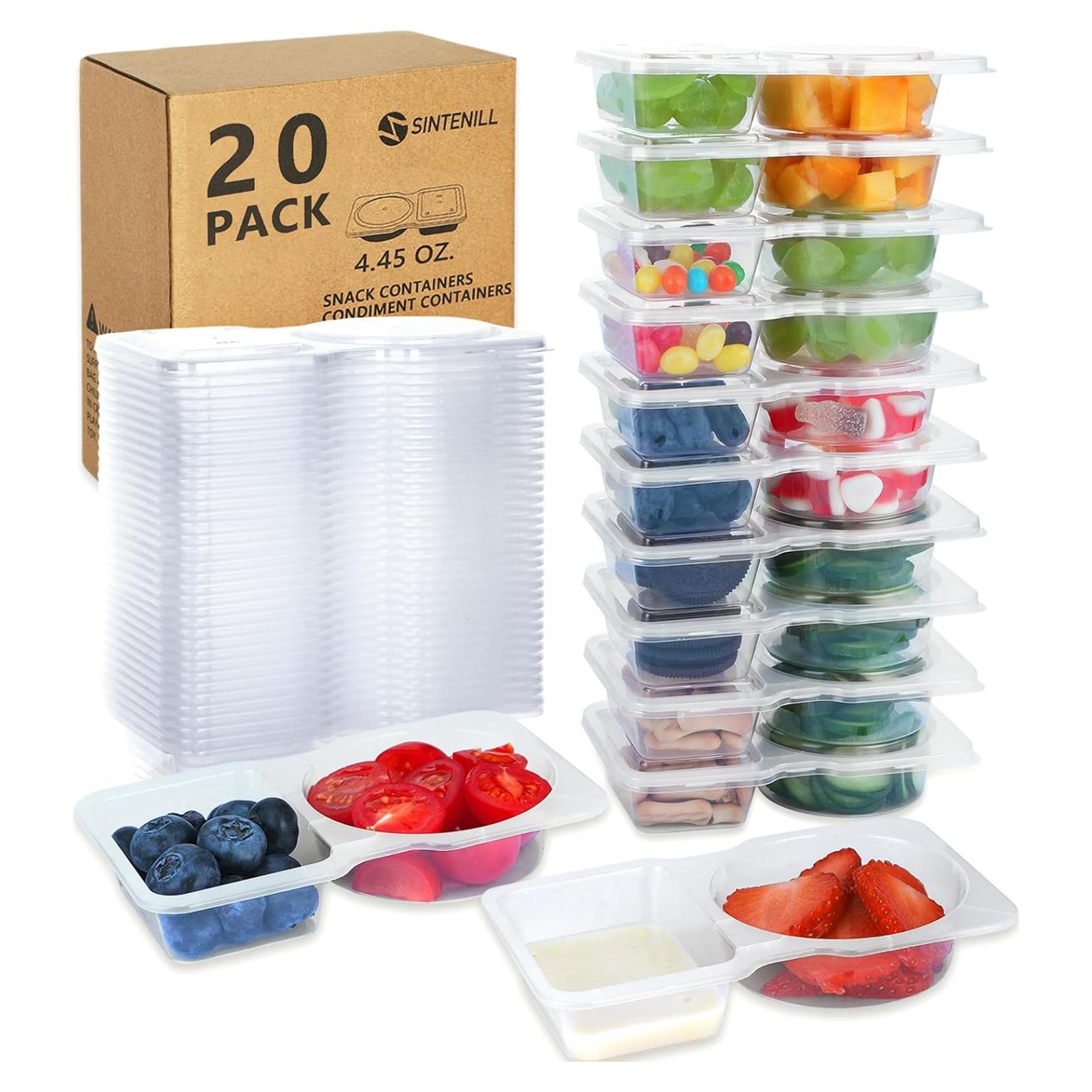 20 Sets Recipientes Reutilizables SINTENILL Doble Compartimento