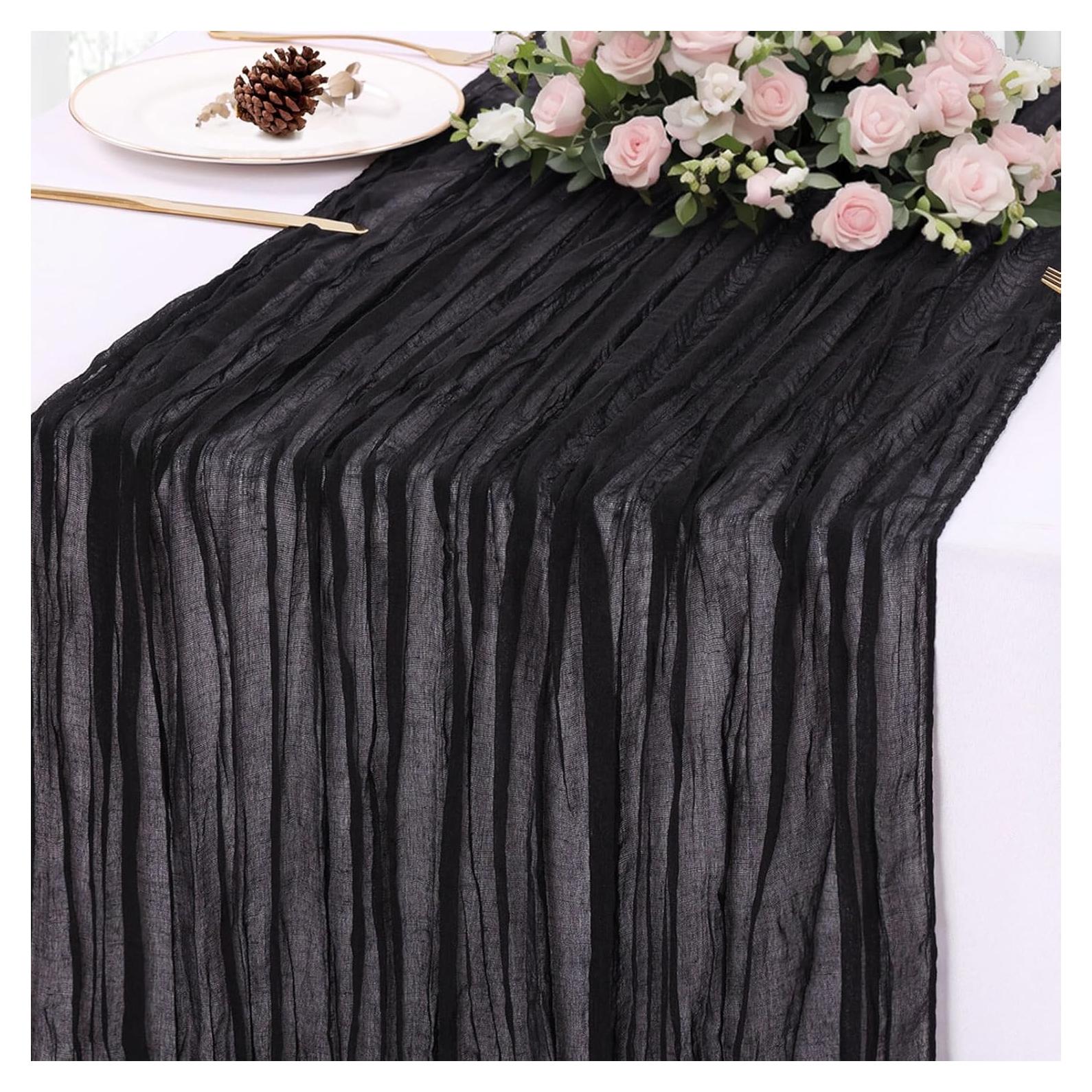 Caminito de Mesa de Gasa de Queso Negro 3m SAJOO Boho Rústico