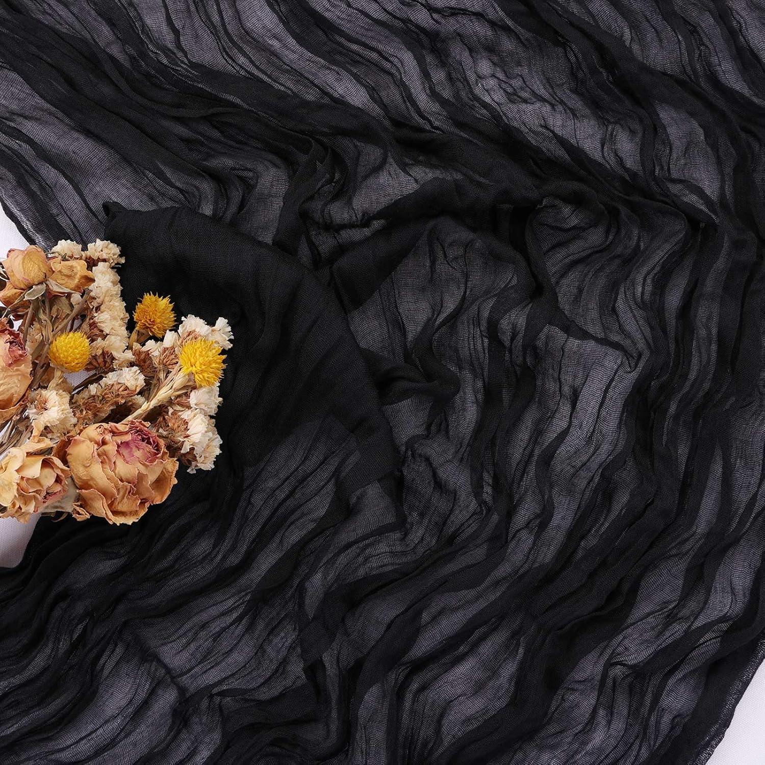 Caminito de Mesa de Gasa de Queso Negro 3m SAJOO Boho Rústico