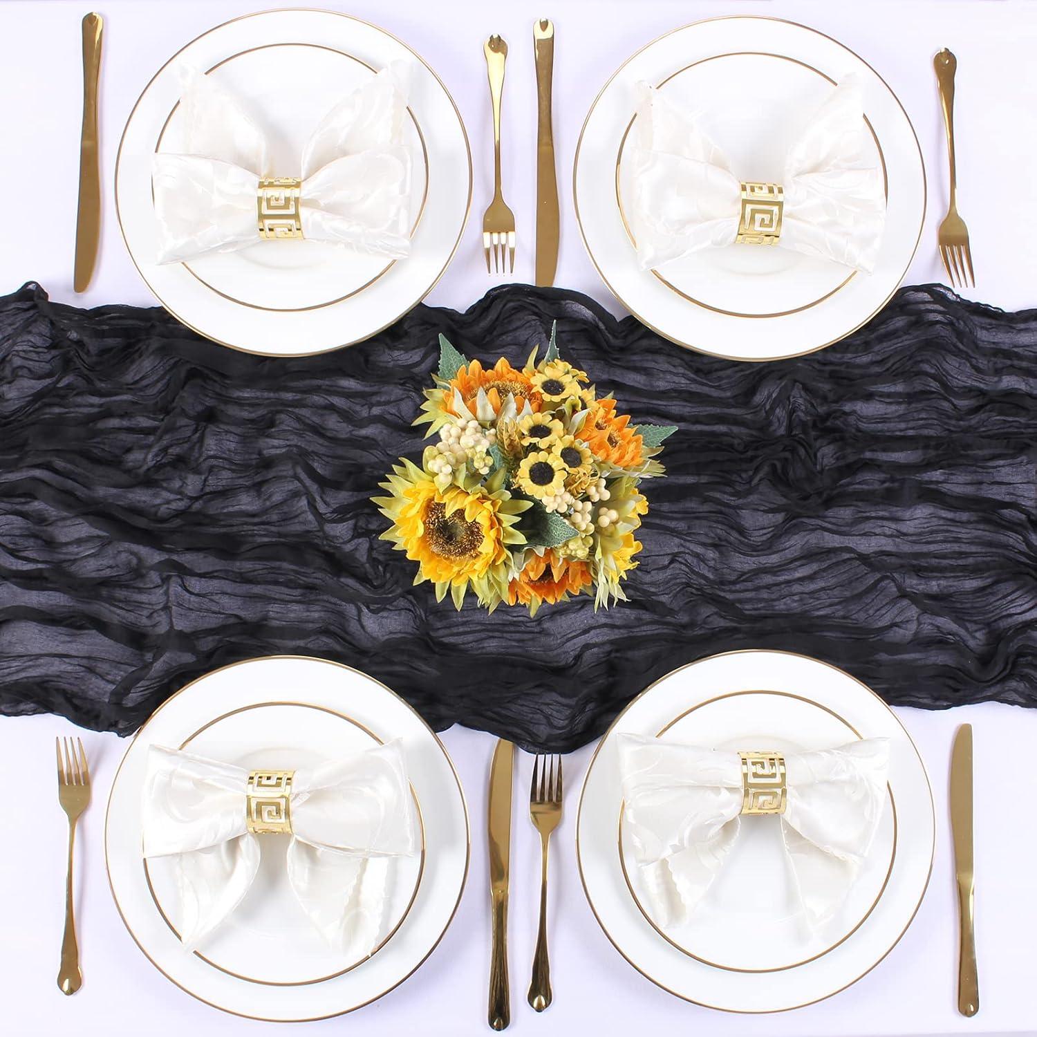 Caminito de Mesa de Gasa de Queso Negro 3m SAJOO Boho Rústico