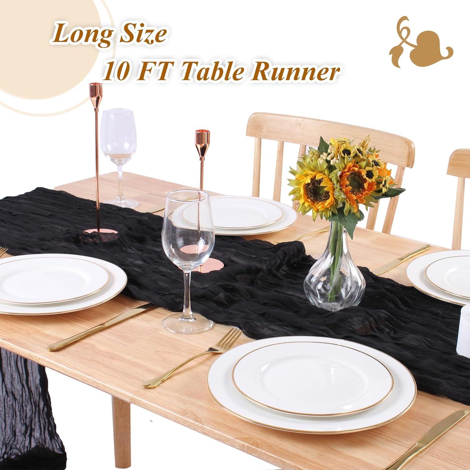 Caminito de Mesa de Gasa de Queso Negro 3m SAJOO Boho Rústico