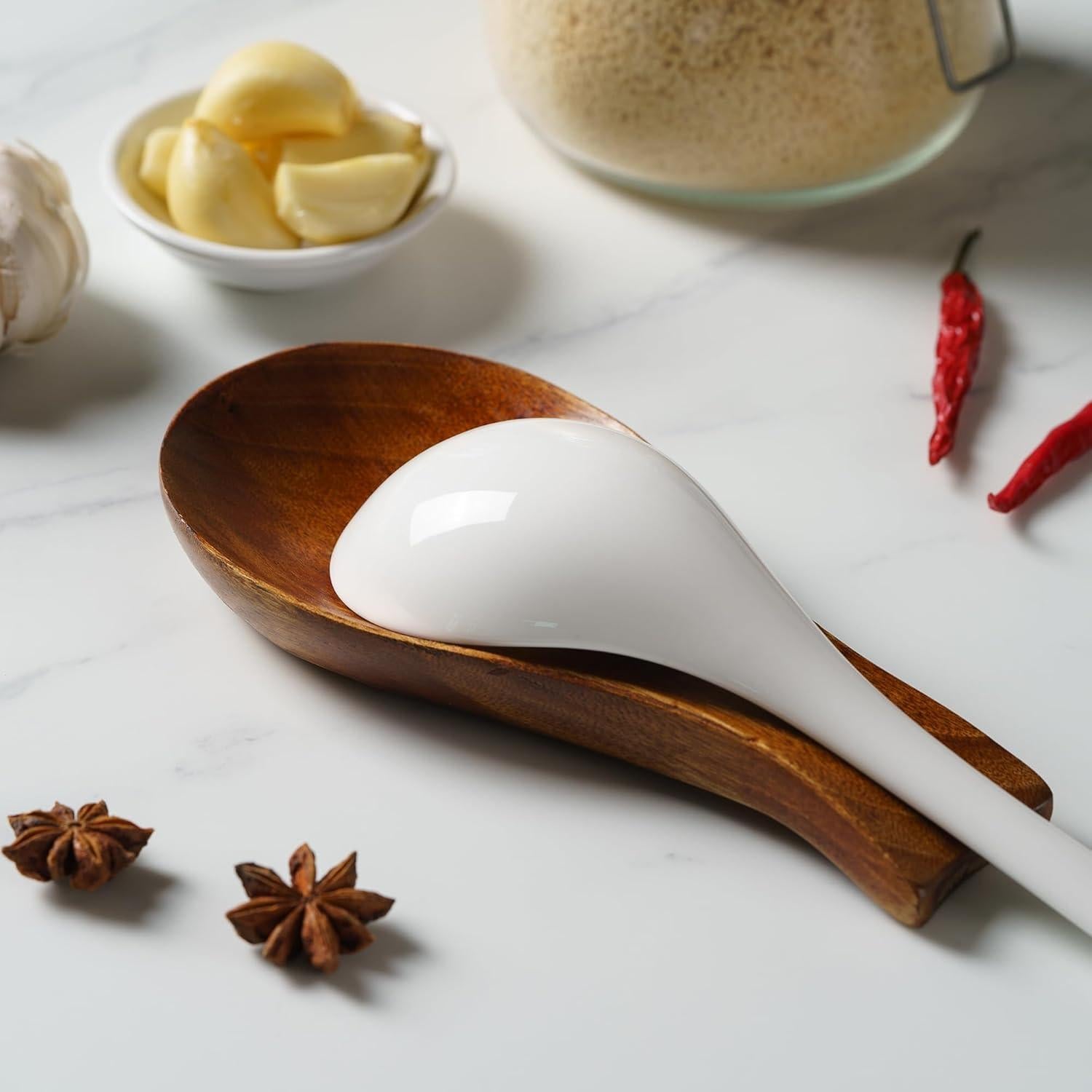 Soporte para cucharas de madera Tvvtuww largo - 19.2x10.4 cm