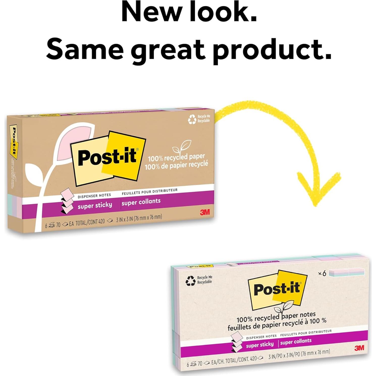 Notas Adhesivas Super Sticky Post-it 100% Recicladas 6 Blocs