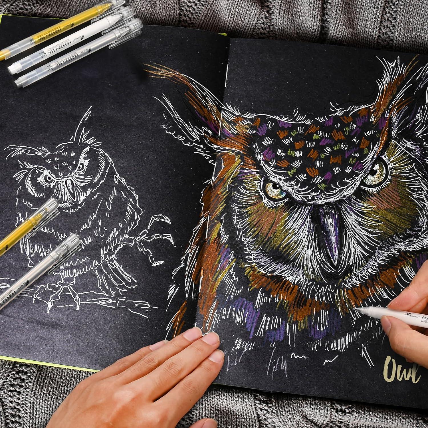 Paquete de 10 bolígrafos de gel GETHPEN 0.8mm Blanco, Oro, Plata