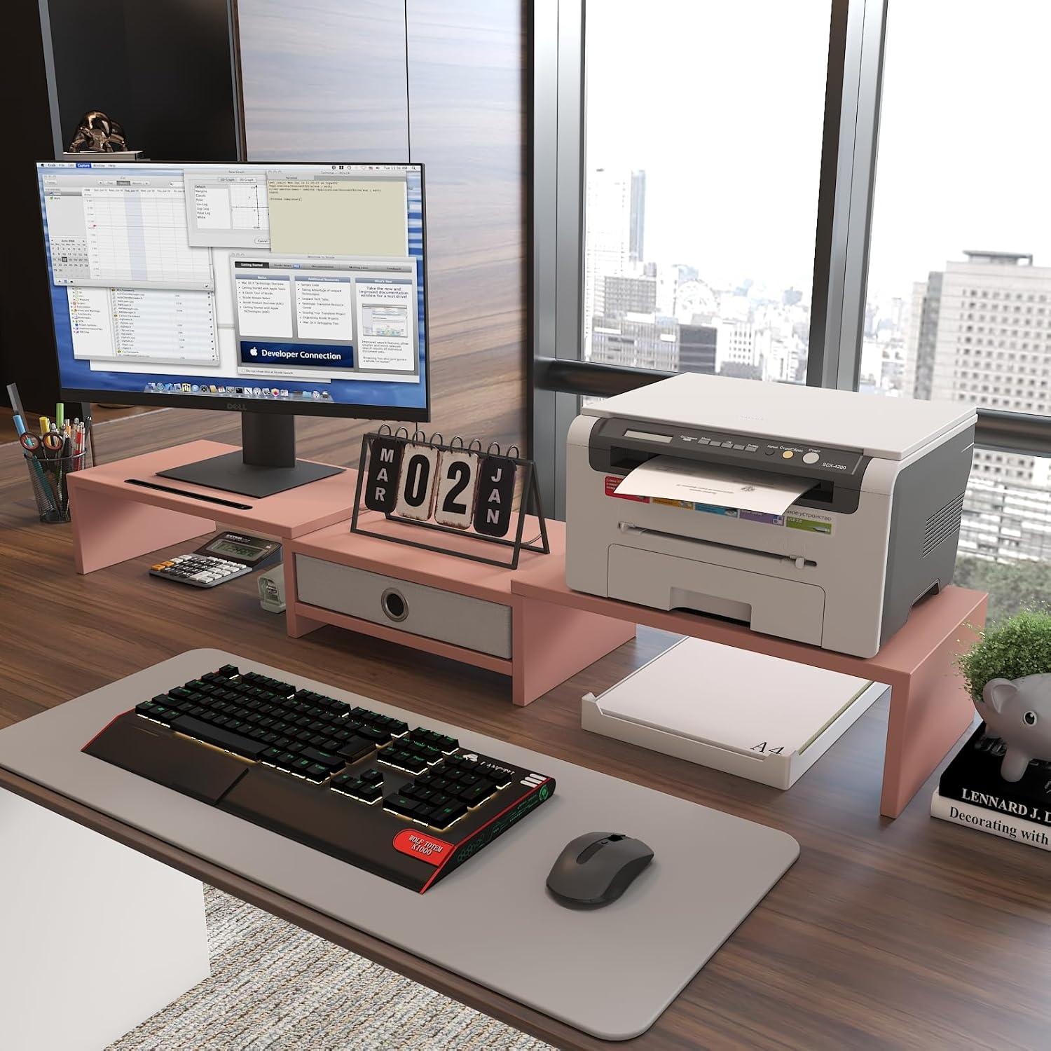 Soporte Doble para Monitores WESTREE Ajustable 3 Estantes Blanco