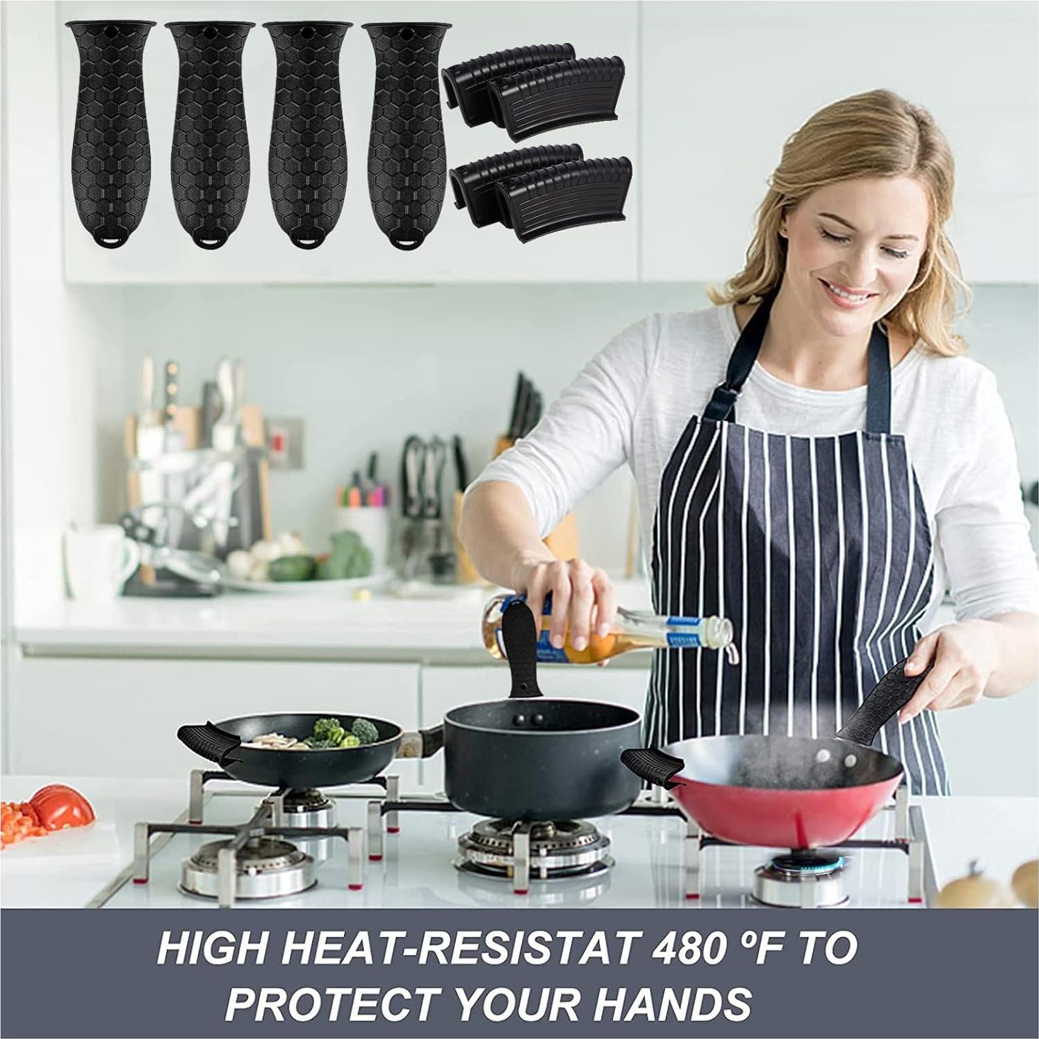 Soporte de Mango de Silicona OYSIR 8 Pcs Resistente al Calor