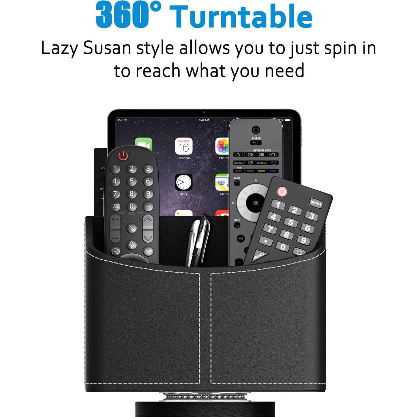 Soporte Organizador de Control Remoto Thipoten - Cuero Sintético Negro