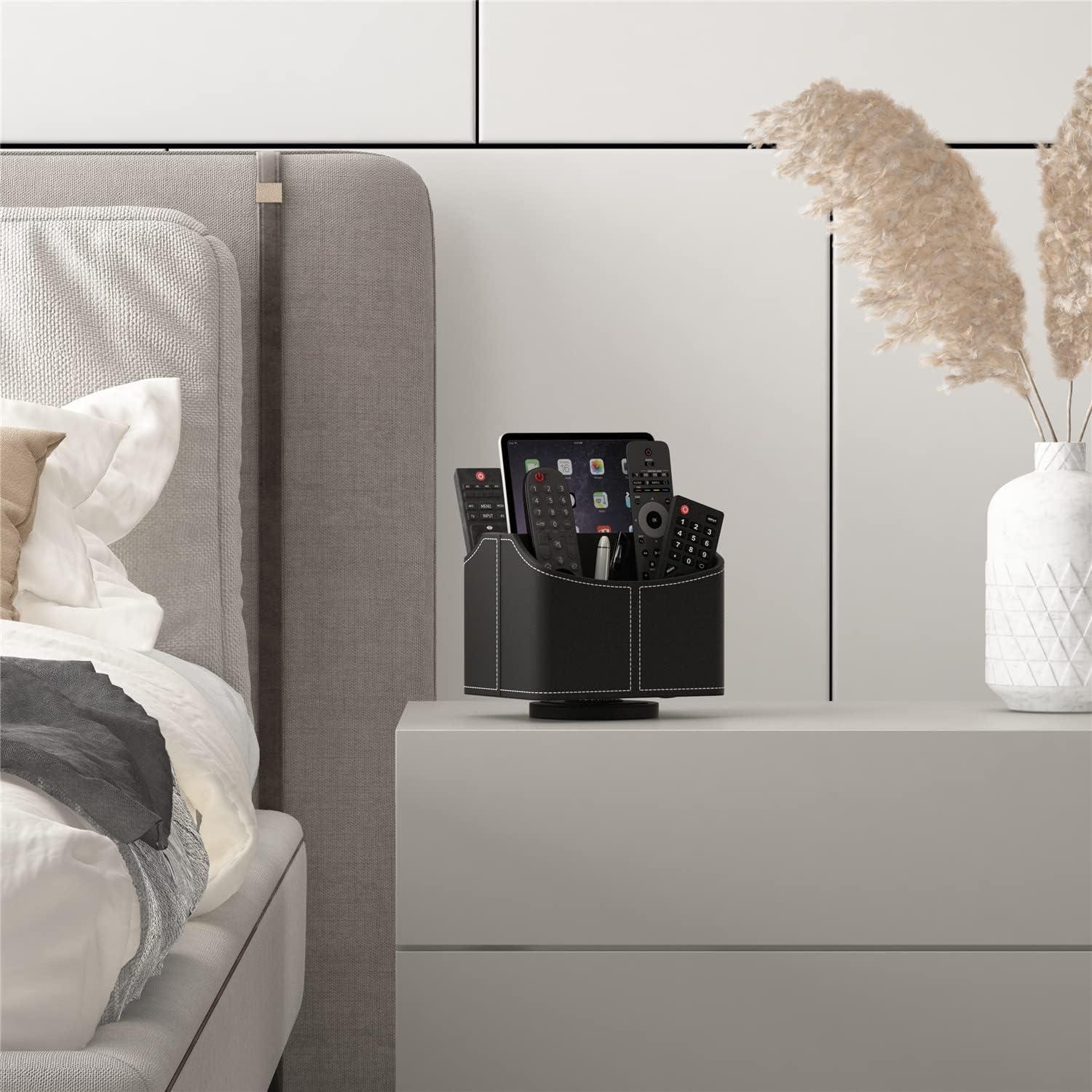 Soporte Organizador de Control Remoto Thipoten - Cuero Sintético Negro