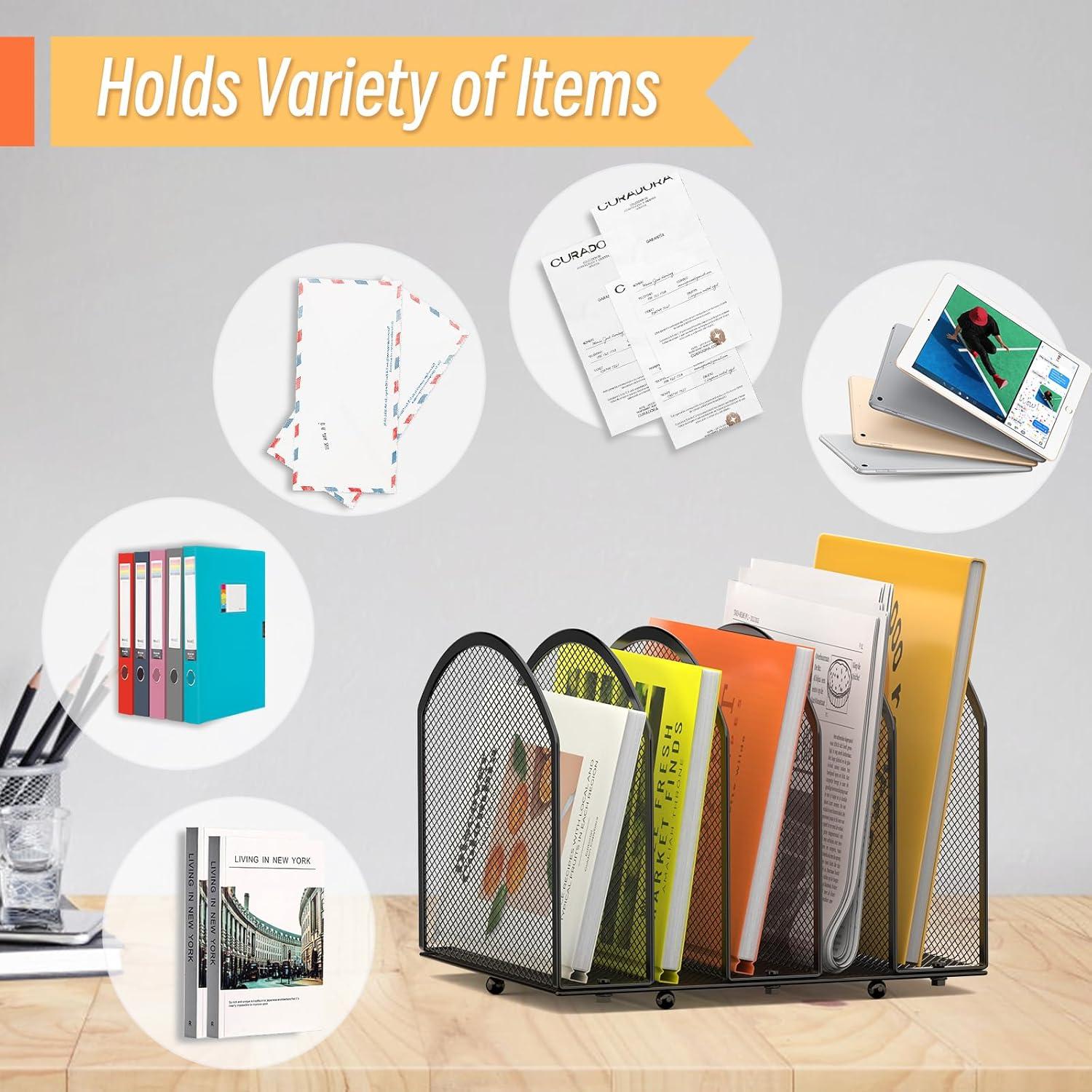 Organizador de Archivos de Escritorio MINDEPOT 5 Secciones Negro