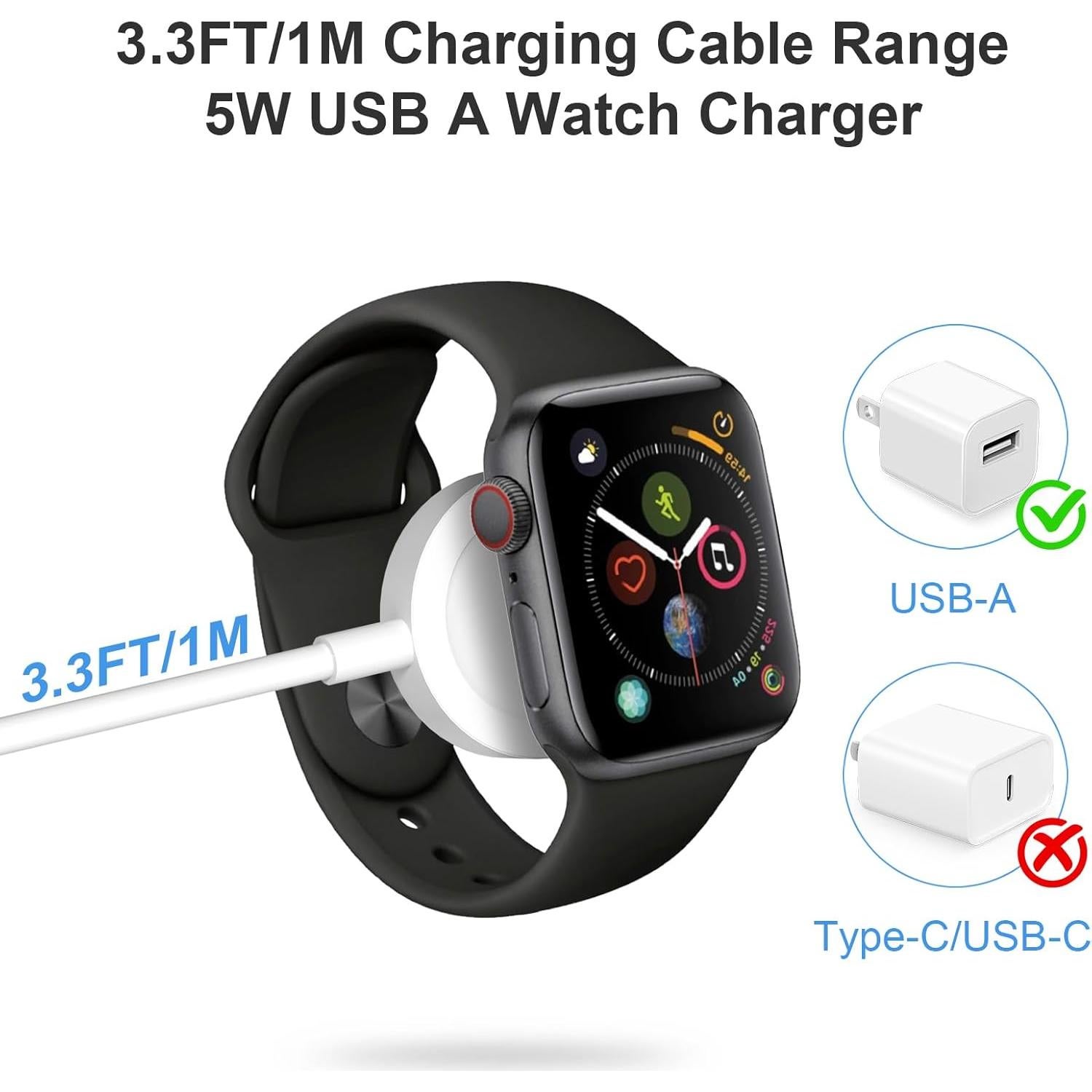 Cargador Magnético JUCDEKE para Apple Watch 1M Blanco