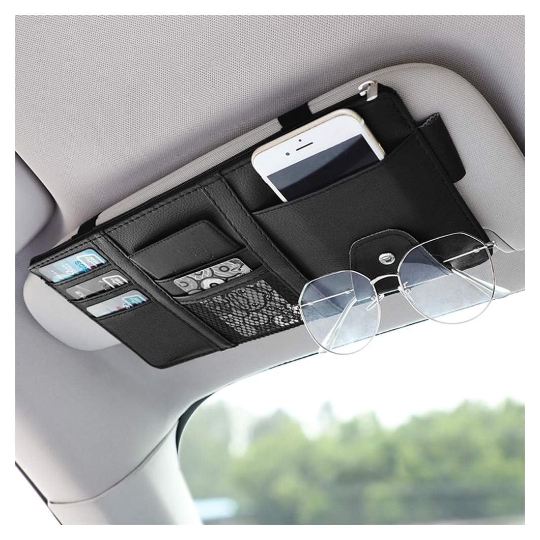 Organizador de Visera de Coche Pormasbenzer Negro Ultra Delgado