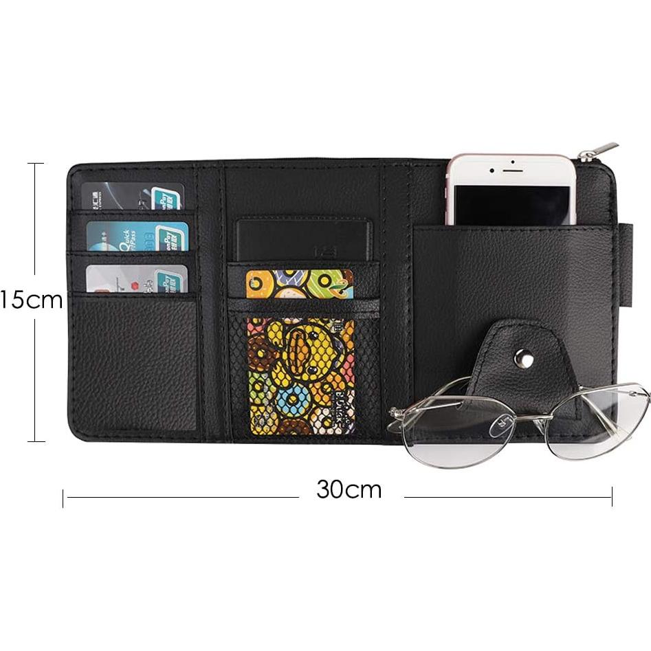 Organizador de Visera de Coche Pormasbenzer Negro Ultra Delgado