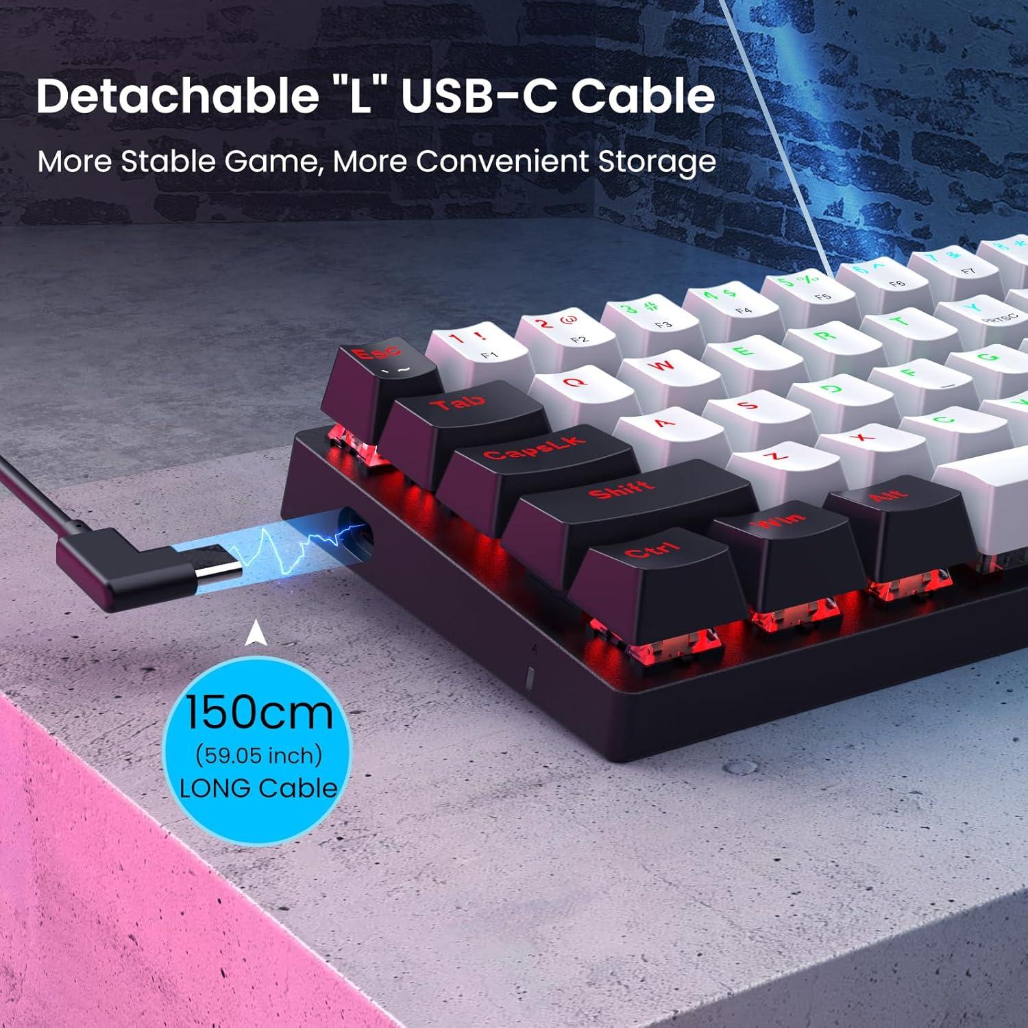 Teclado Mecánico Gaming CACKBIRD 60% Ergonómico USB LED