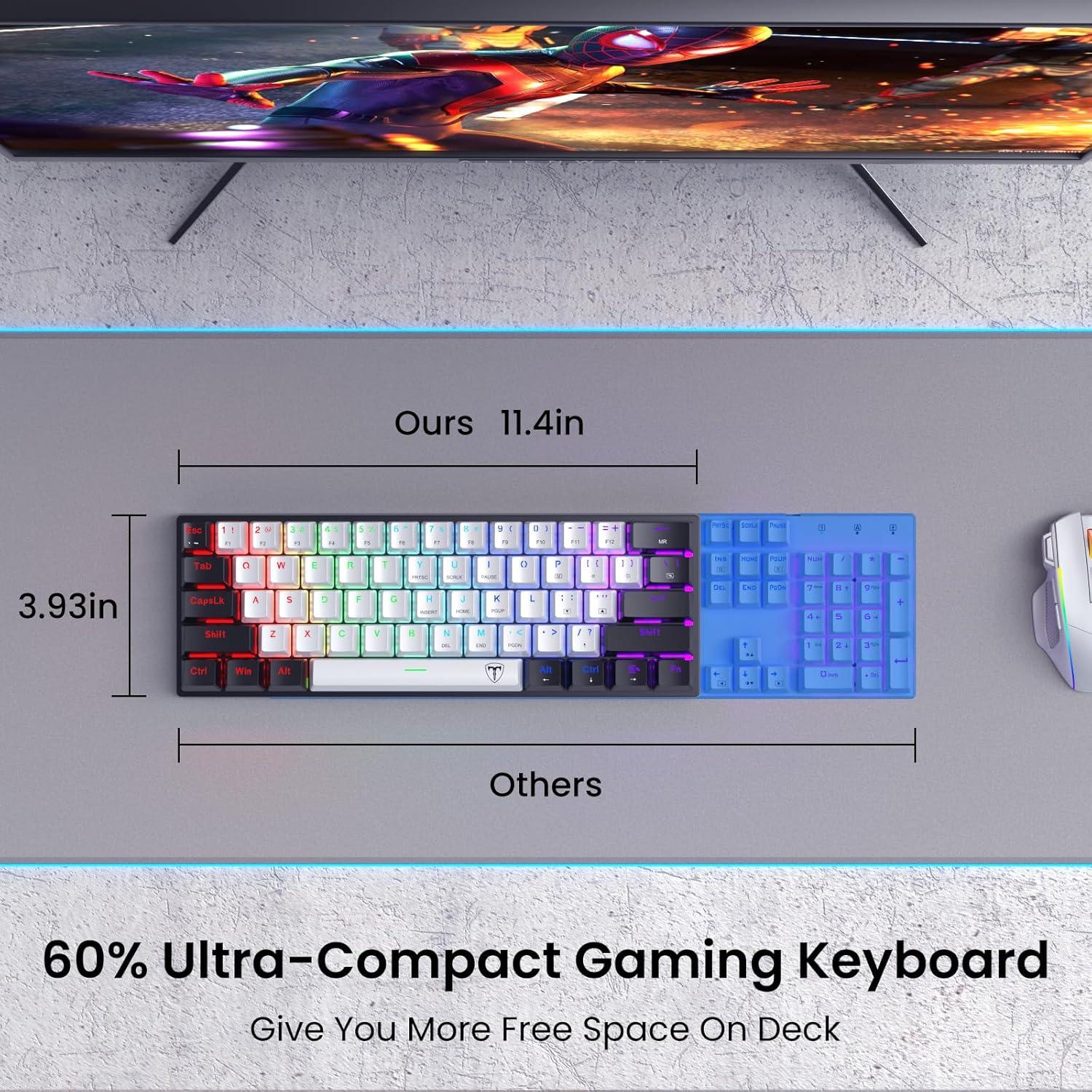 Teclado Mecánico Gaming CACKBIRD 60% Ergonómico USB LED
