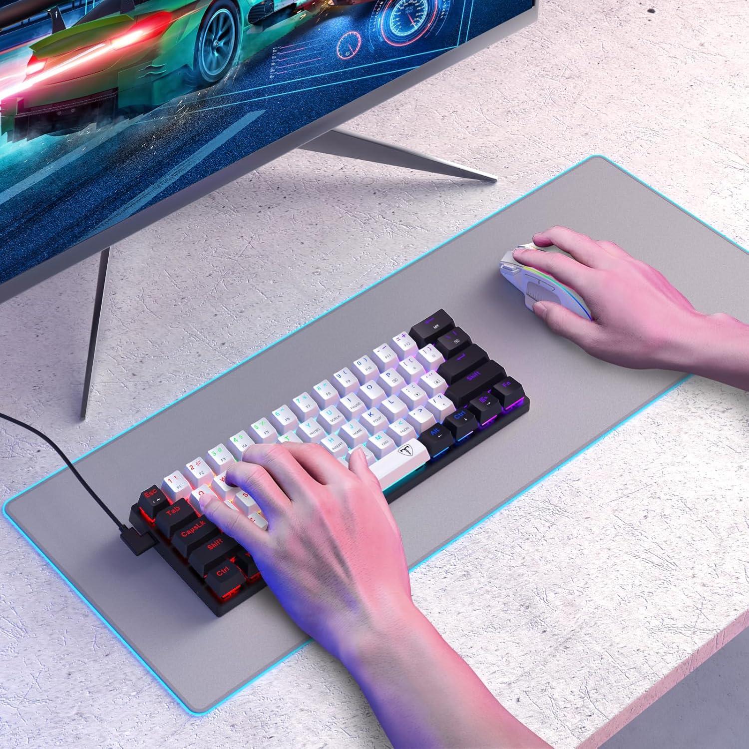 Teclado Mecánico Gaming CACKBIRD 60% Ergonómico USB LED