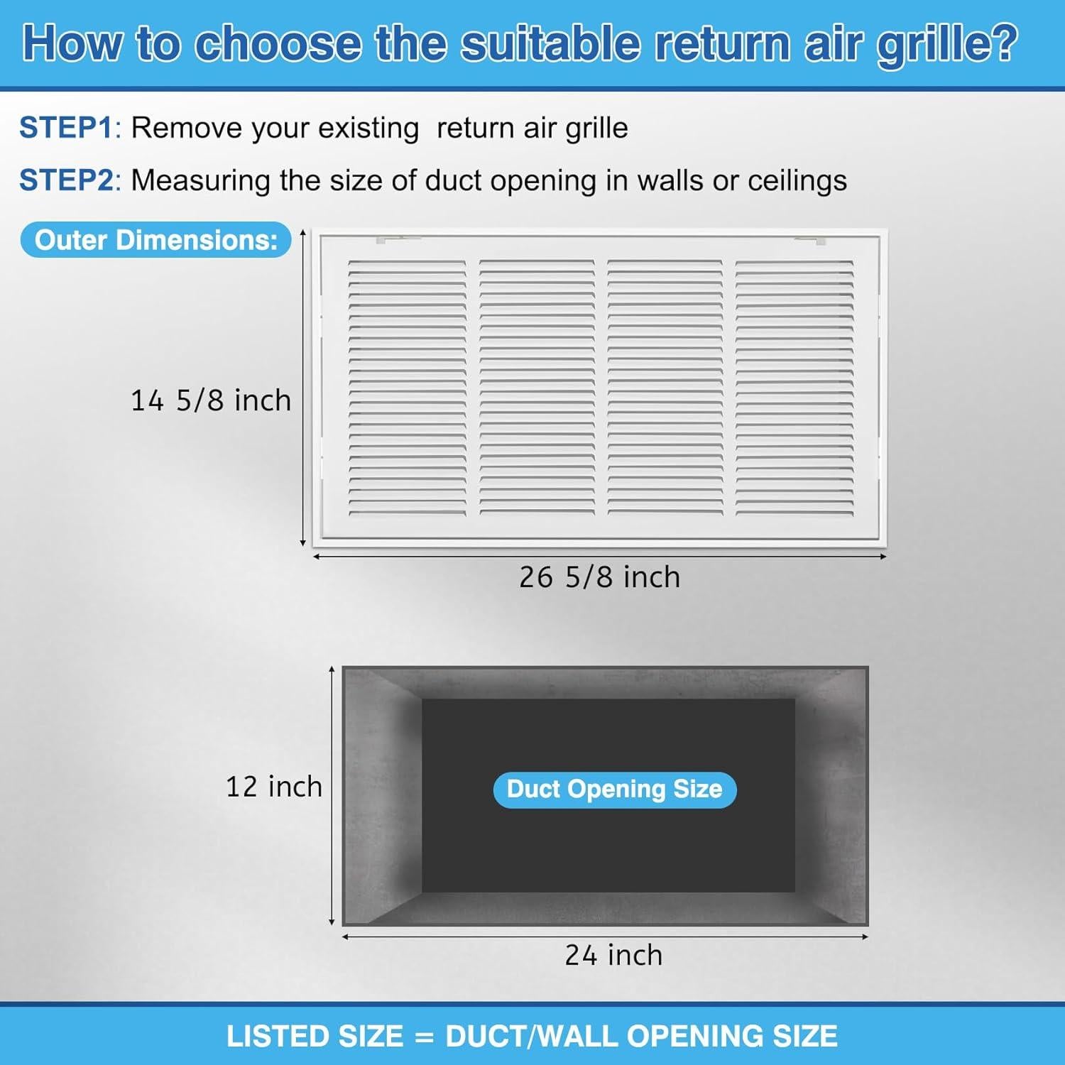 Rejilla de Filtro de Aire de Retorno Fancat 24x12 Acero Blanco