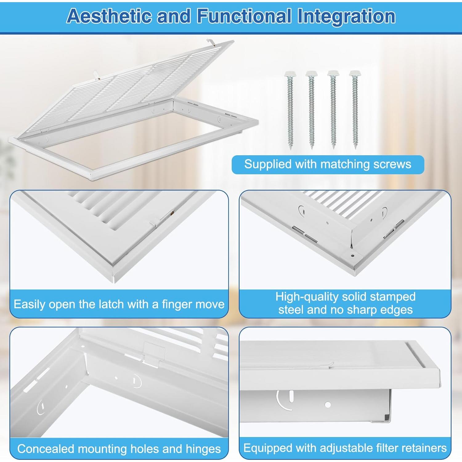 Rejilla de Filtro de Aire de Retorno Fancat 24x12 Acero Blanco