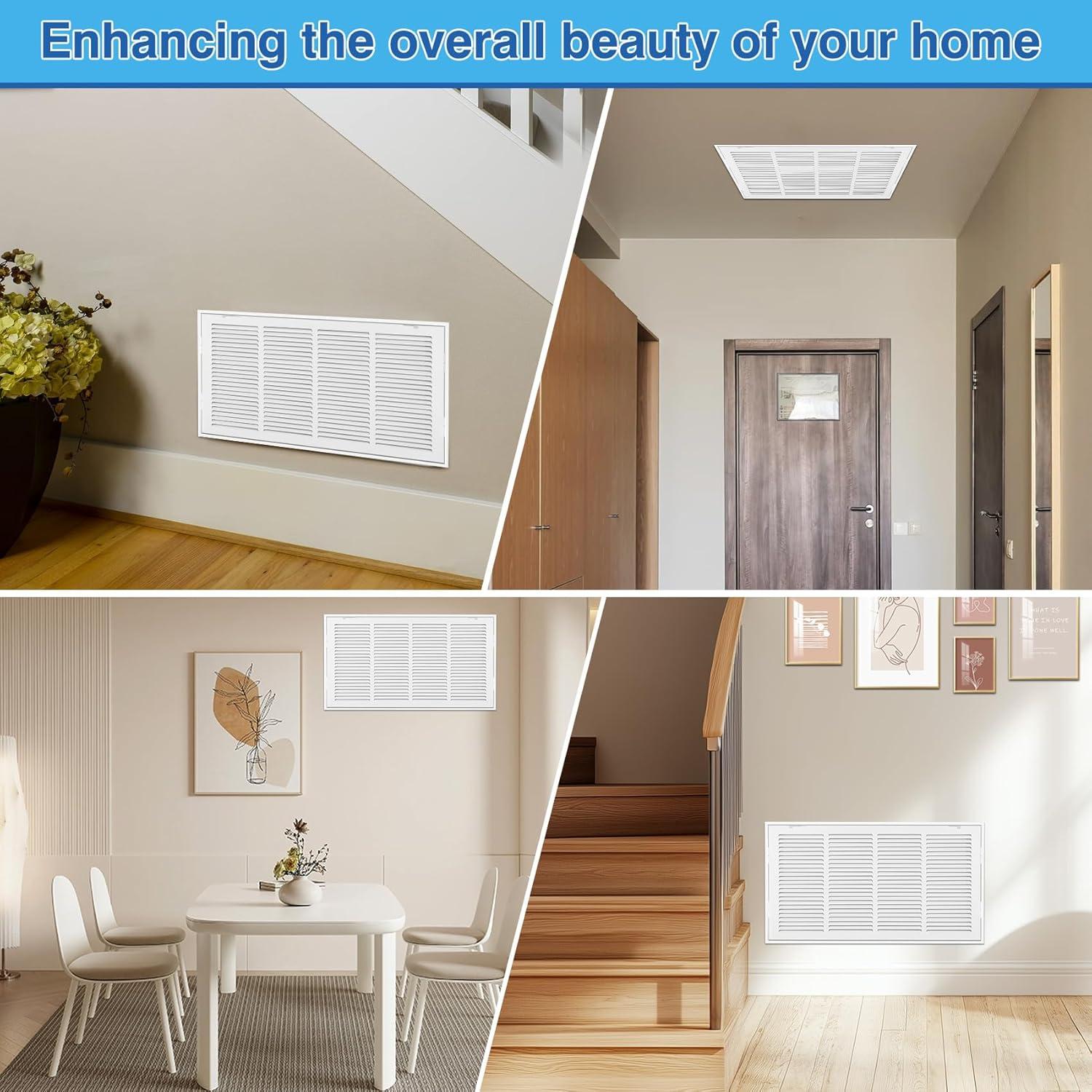 Rejilla de Filtro de Aire de Retorno Fancat 24x12 Acero Blanco