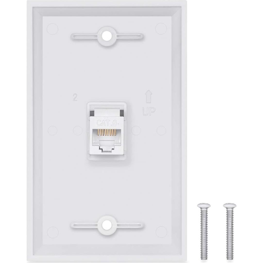 Placa de Pared Ethernet Cat6 Hembra a Hembra Phizli Blanca