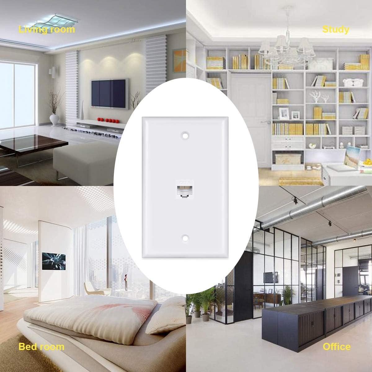 Placa de Pared Ethernet Cat6 Hembra a Hembra Phizli Blanca