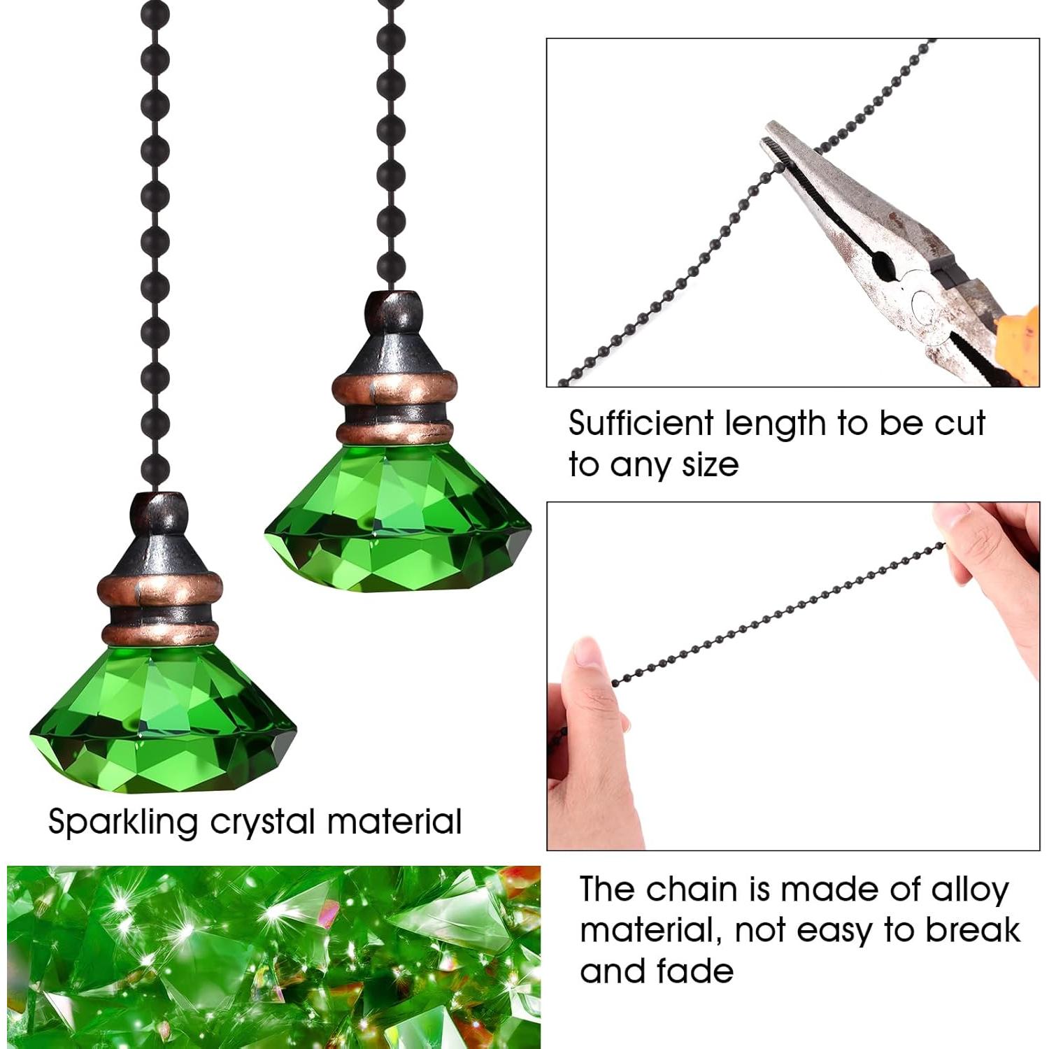 Cadena de Tirar JOVITEC 2 Piezas Cristal Verde 1m