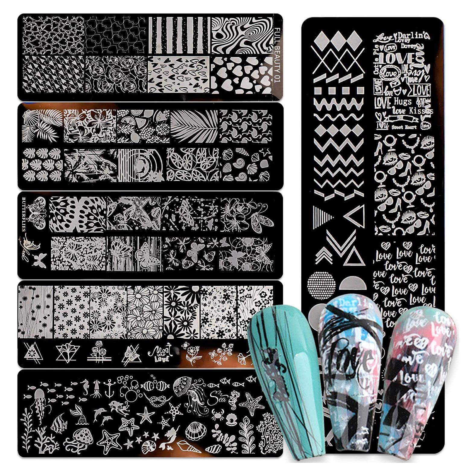 Placa de Estampado de Uñas DANNEASY 6 Piezas Mariposa