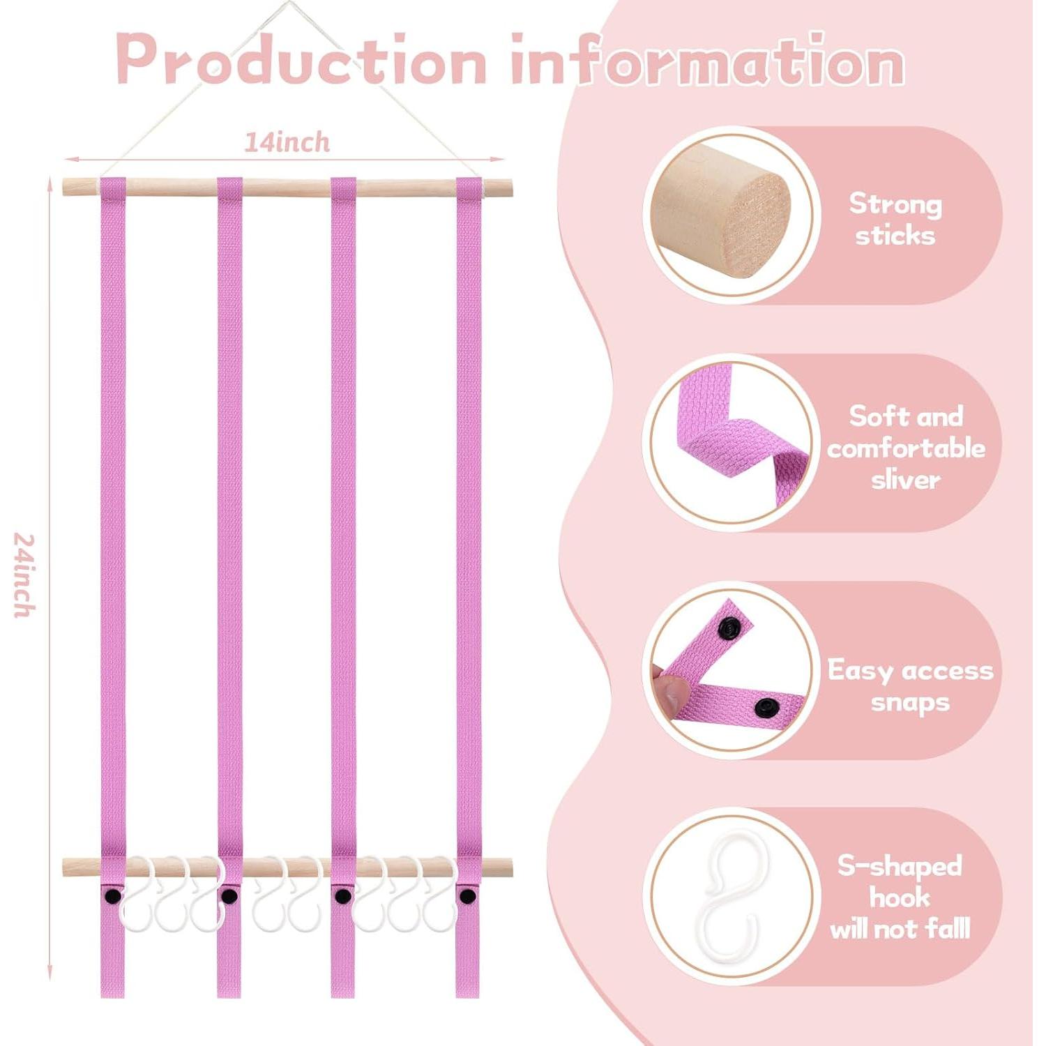 Organizador de Moños OAOLEER Rosa para Niñas con Ganchos