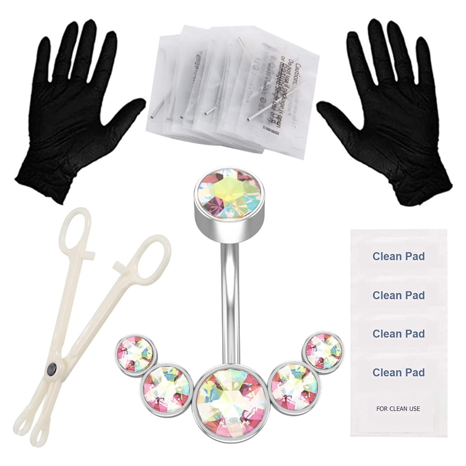 Kit de Piercing de Ombligo Prgislew Acero Inoxidable 14G