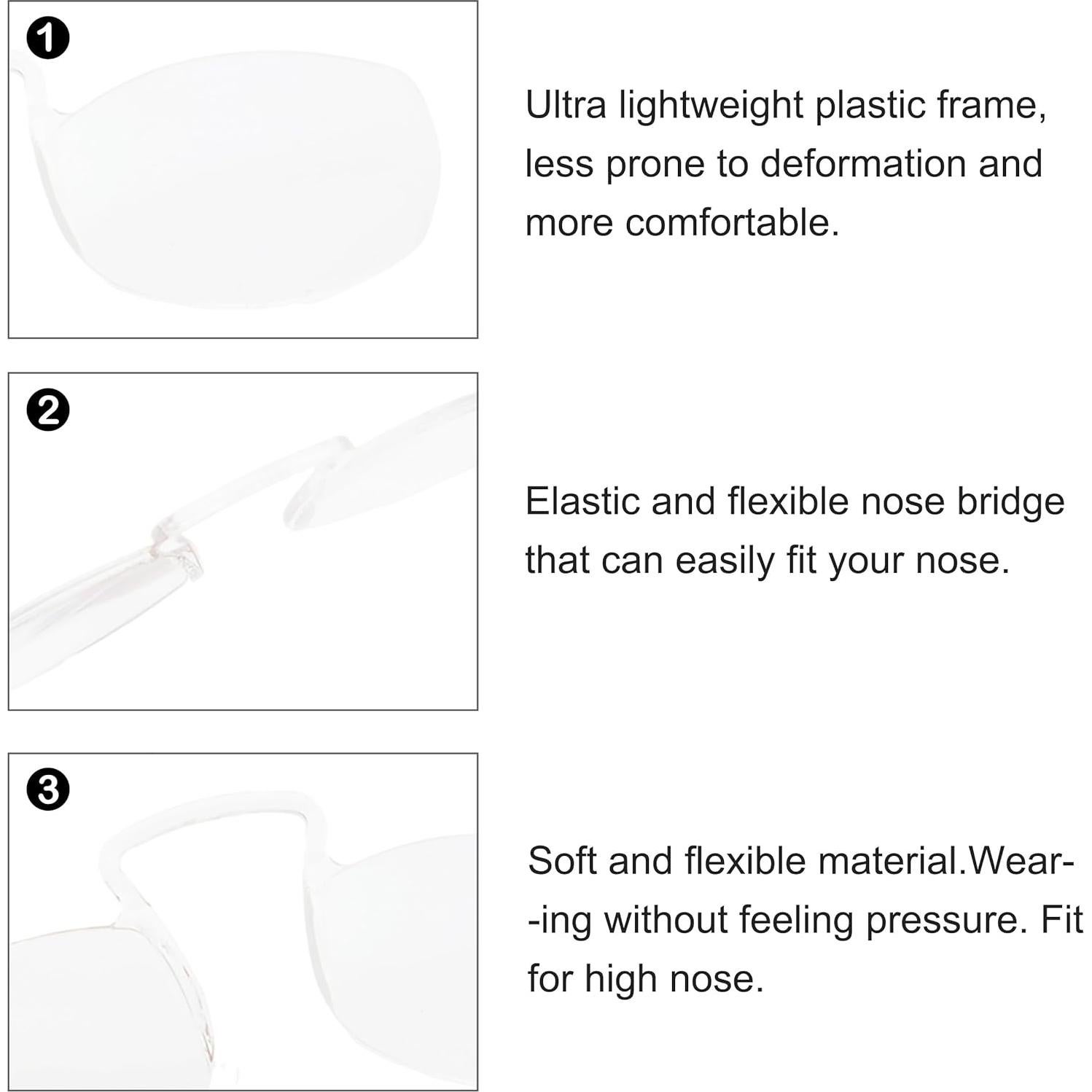 Gafas de Lectura Sin Patas COVESATO 4 Pares Ligeras 1.0x