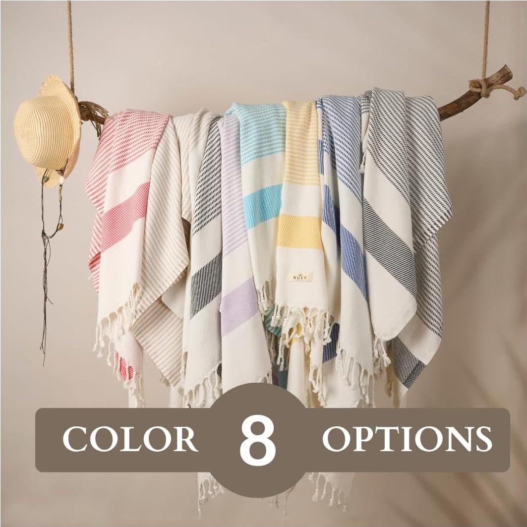 Ruvy Toallas de Playa Turcas 2 Pack 100% Algodón Beige 102x183cm