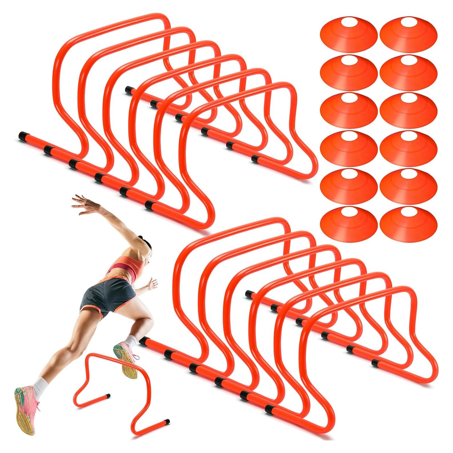 Conjunto de Vallas de Agilidad y Conos Gemscream 12 Pcs Naranja