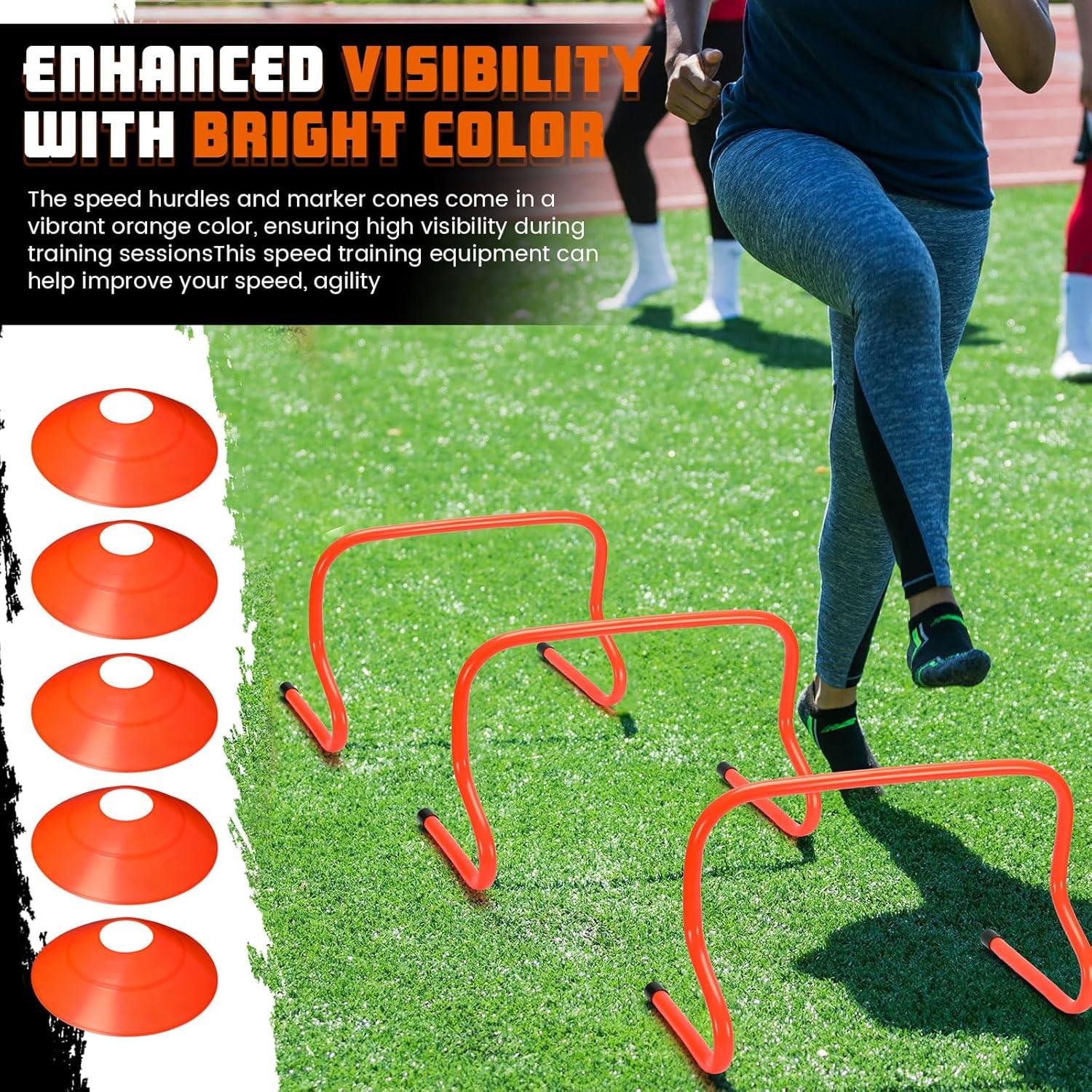 Conjunto de Vallas de Agilidad y Conos Gemscream 12 Pcs Naranja