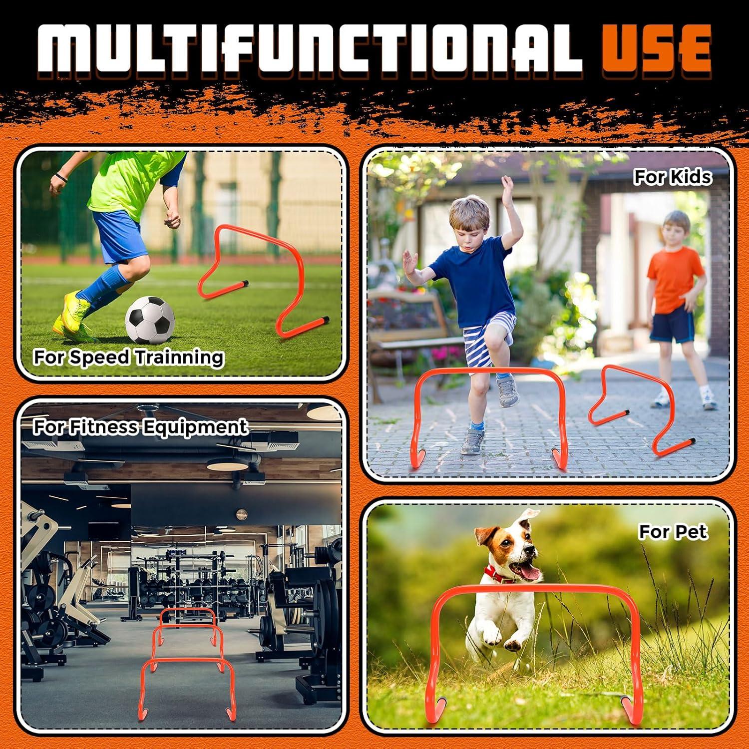 Conjunto de Vallas de Agilidad y Conos Gemscream 12 Pcs Naranja