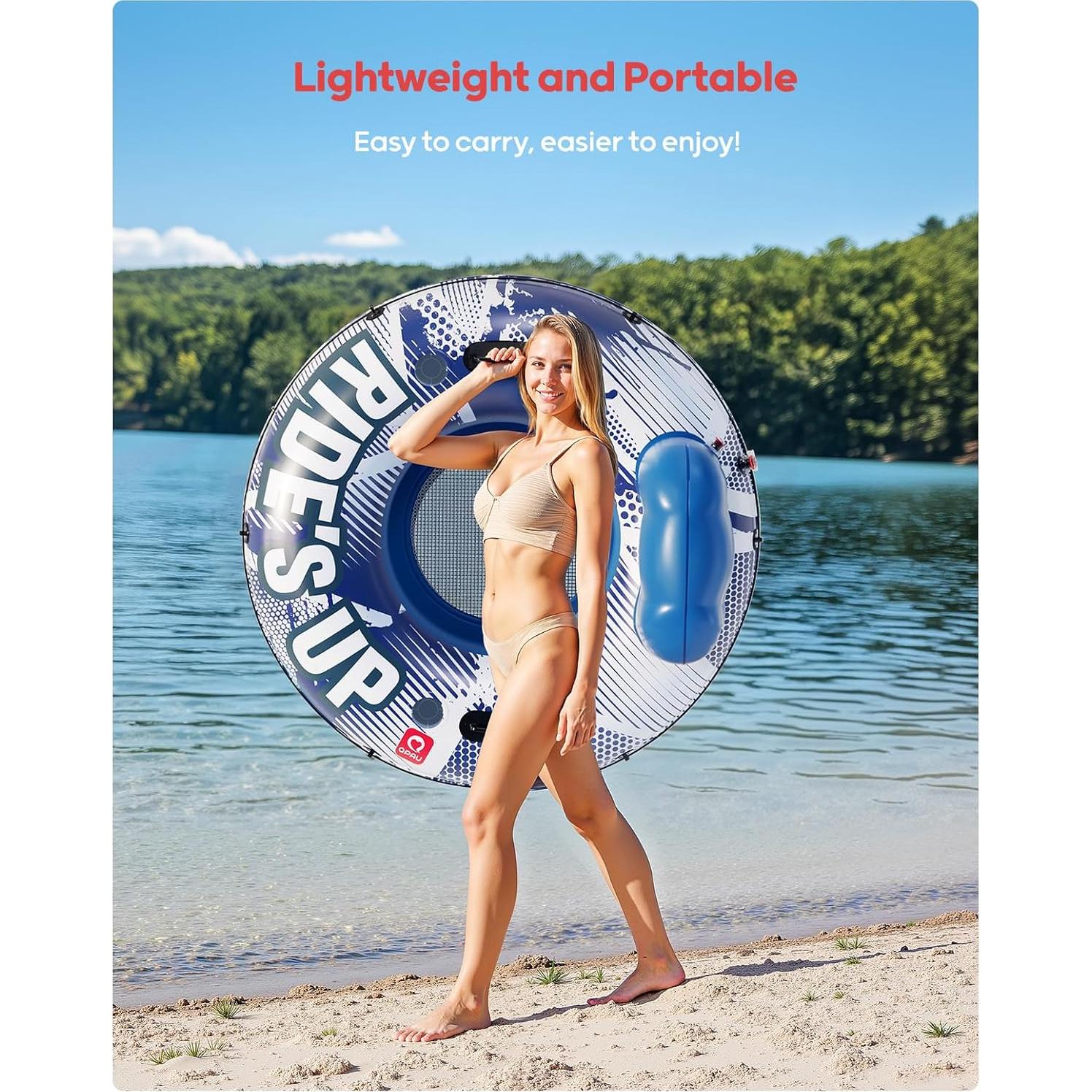 Tubo Inflable para Río QPAU 119 cm con Respaldo y 2 Portavasos