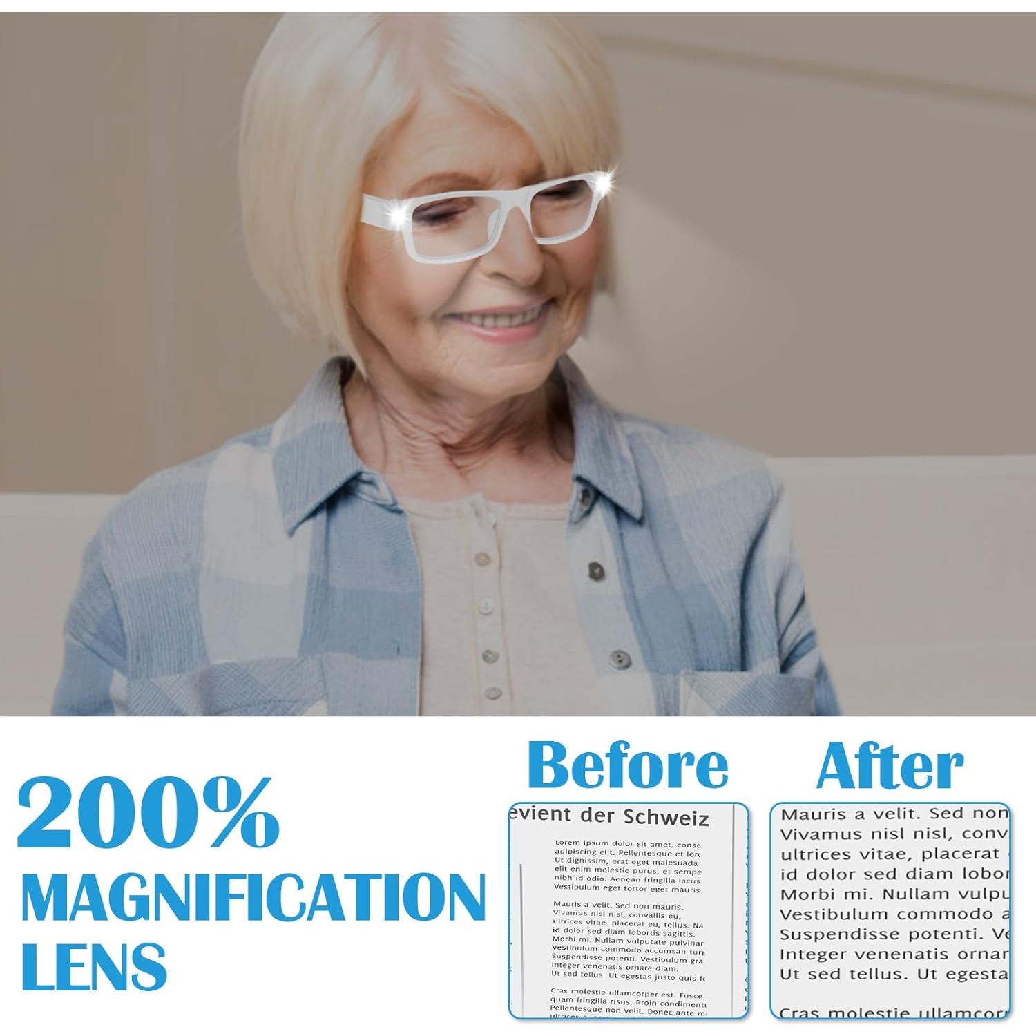 Gafas de Aumento 200% HQGZQL con Luz LED Recargables USB
