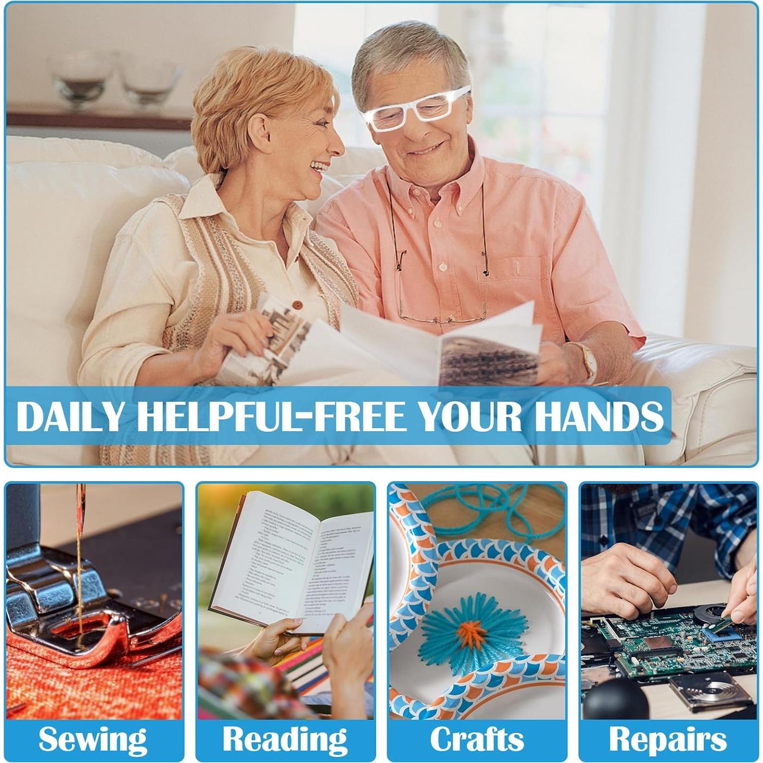 Gafas de Aumento 200% HQGZQL con Luz LED Recargables USB