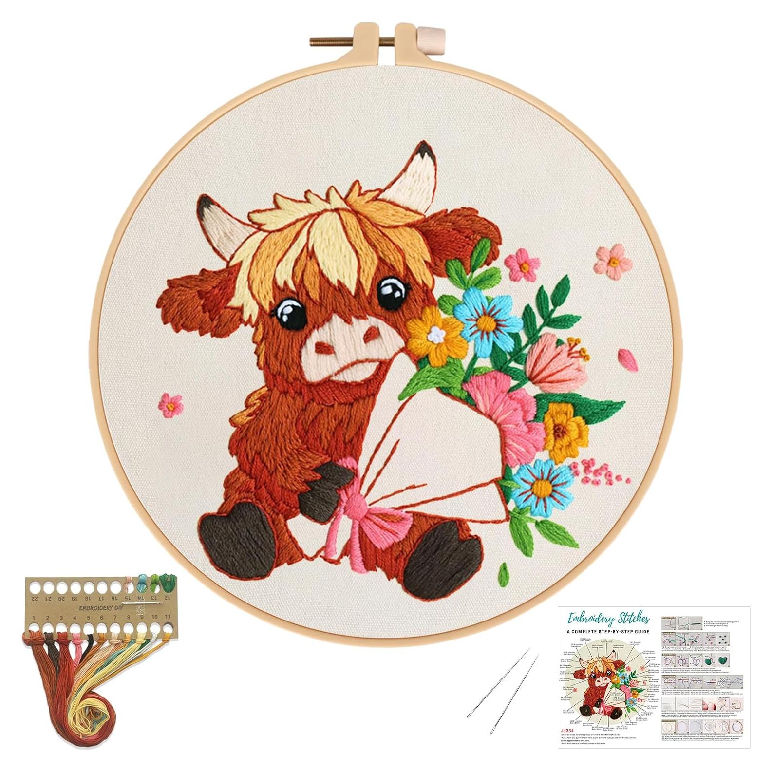 Kit de Bordado de Vaca Nuberlic para Principiantes - Punto de Cruz