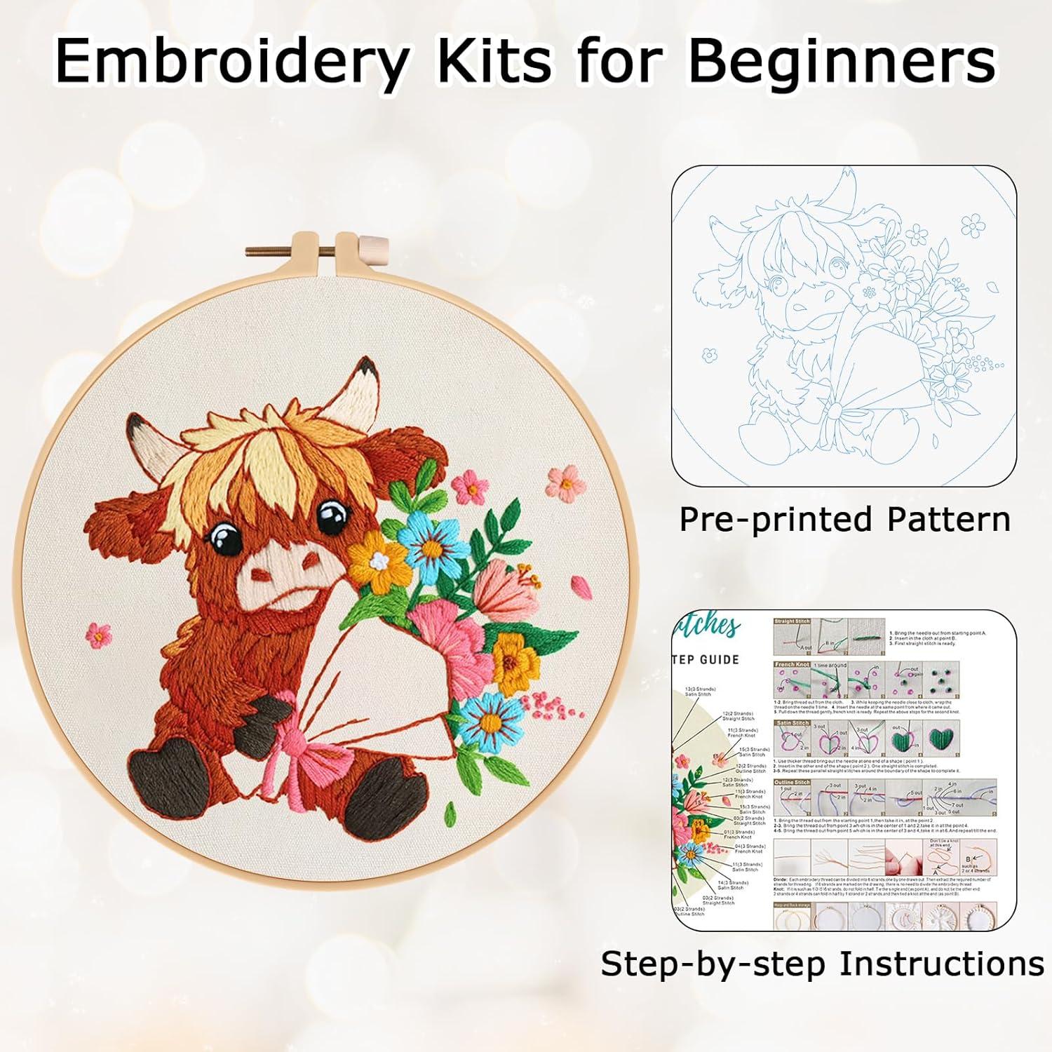 Kit de Bordado de Vaca Nuberlic para Principiantes - Punto de Cruz