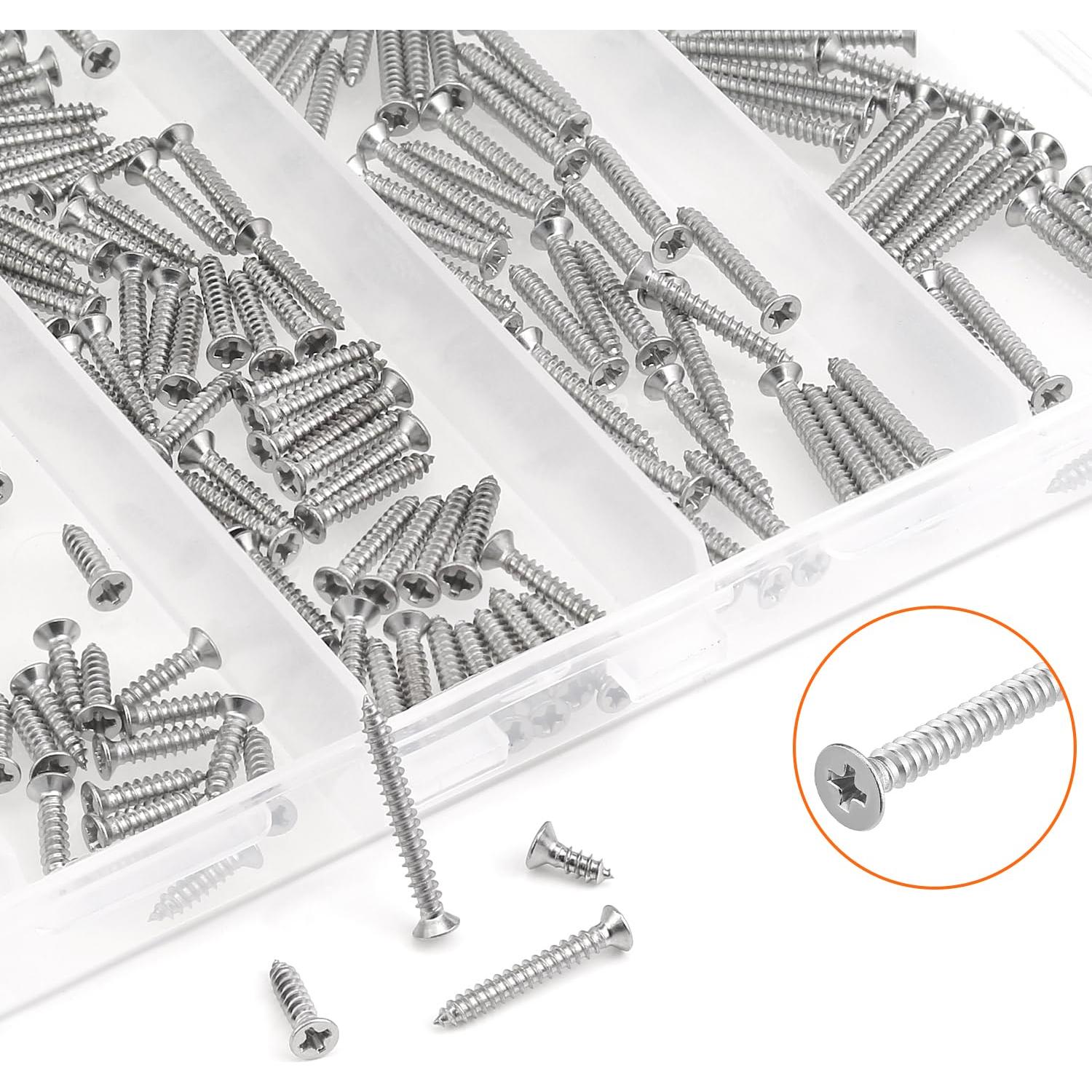 Juego de Tornillos de Madera HELIFOUNER 240 Piezas Acero Inoxidable