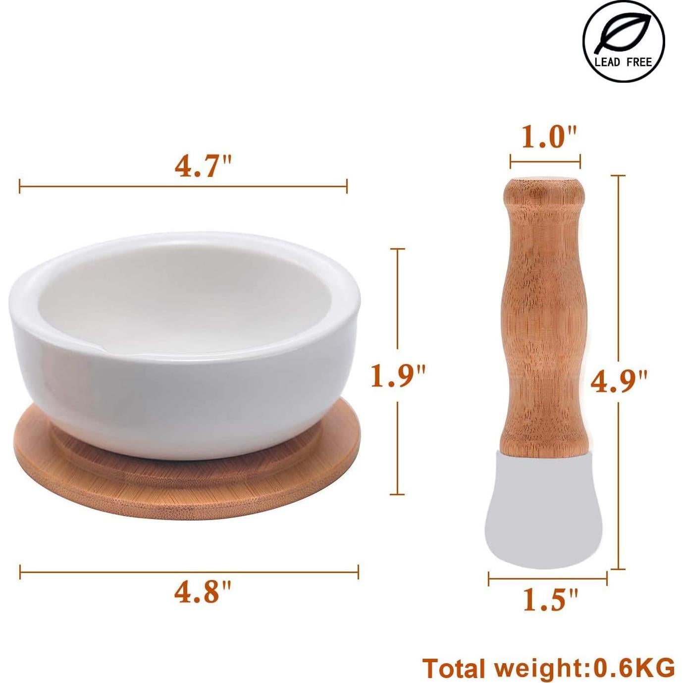 Mortero y Mano de Mortero E-liu de Porcelana 11.9 cm - Multiusos