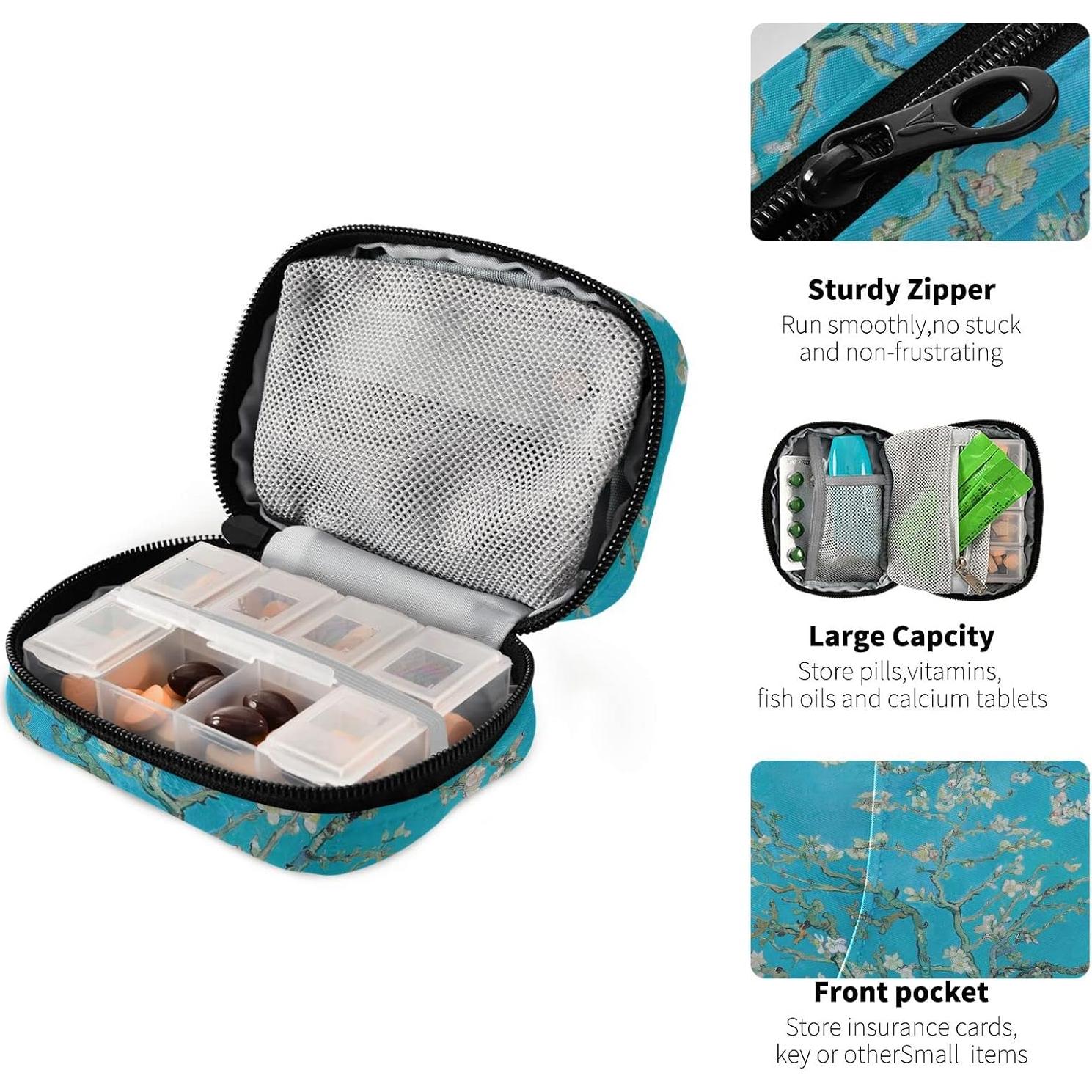 Organizador de Pastillas QwThum 7 Días Gran Capacidad Flor de Almendra