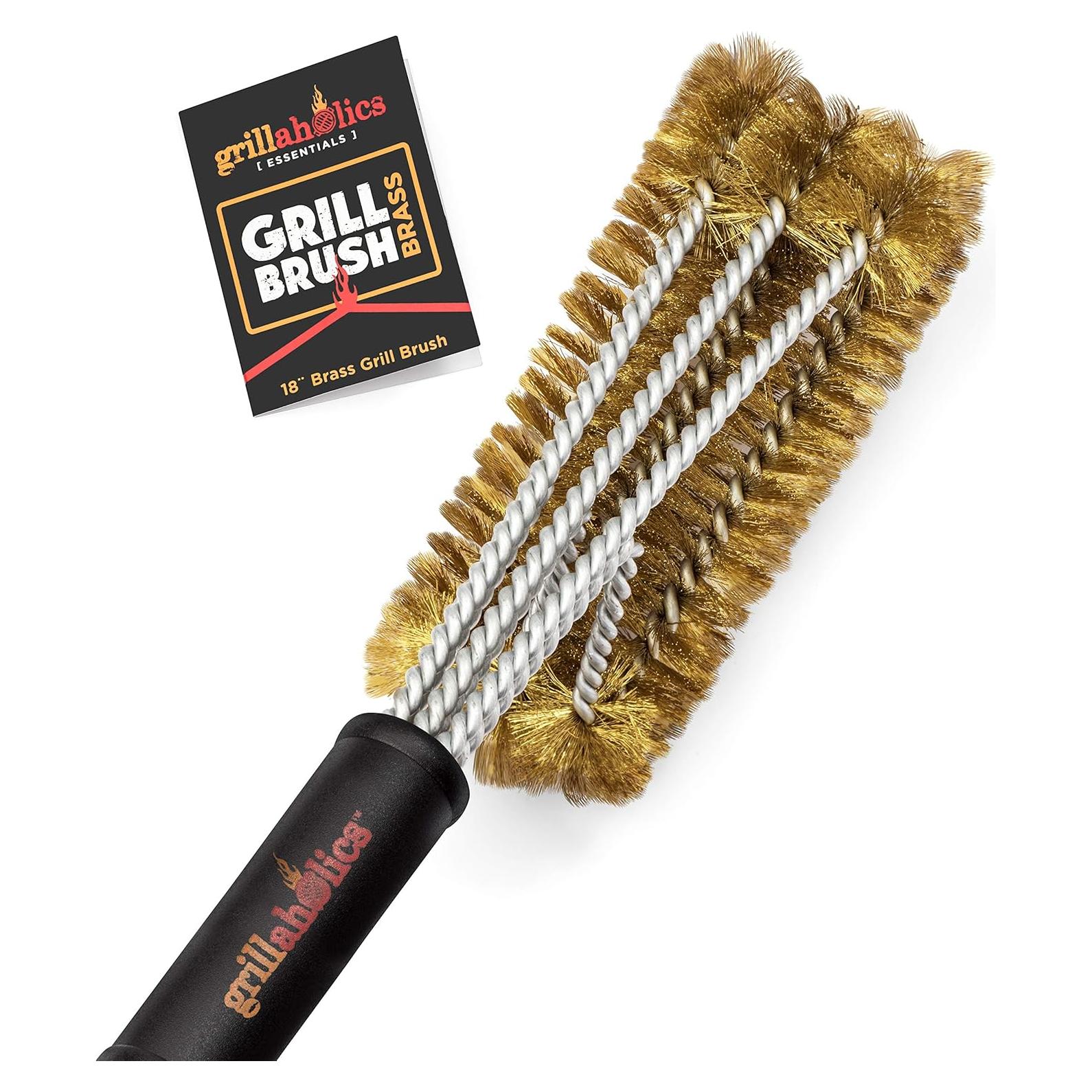 Cepillo de Parrilla de Latón Grillaholics - Limpieza Segura Cerámica