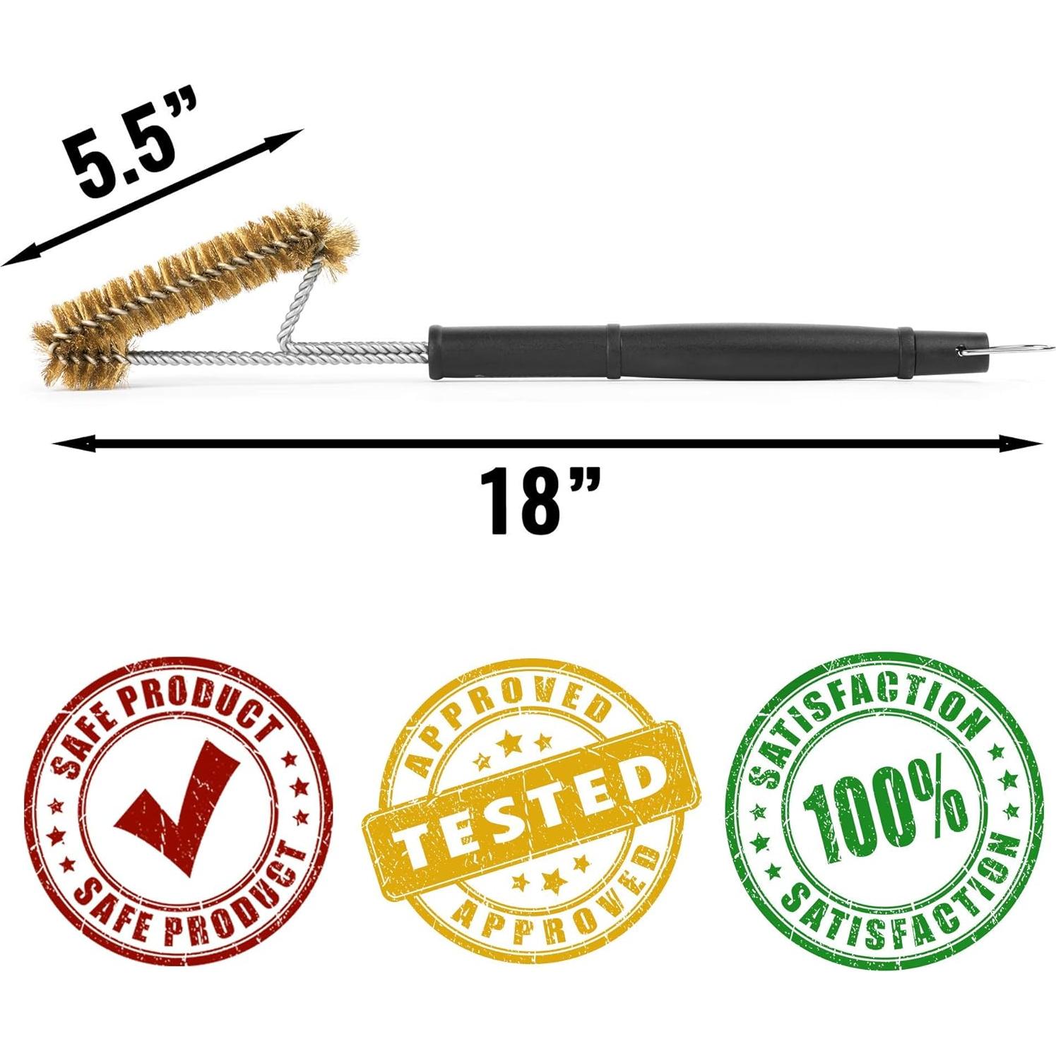 Cepillo de Parrilla de Latón Grillaholics - Limpieza Segura Cerámica