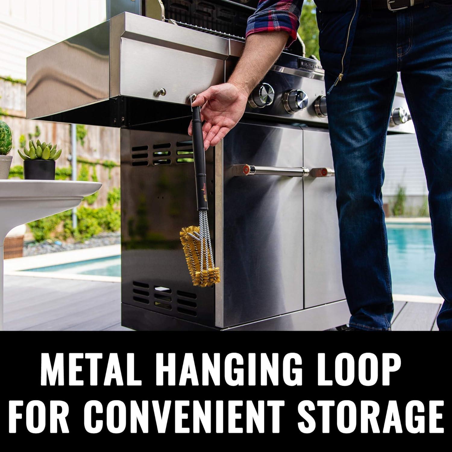 Cepillo de Parrilla de Latón Grillaholics - Limpieza Segura Cerámica