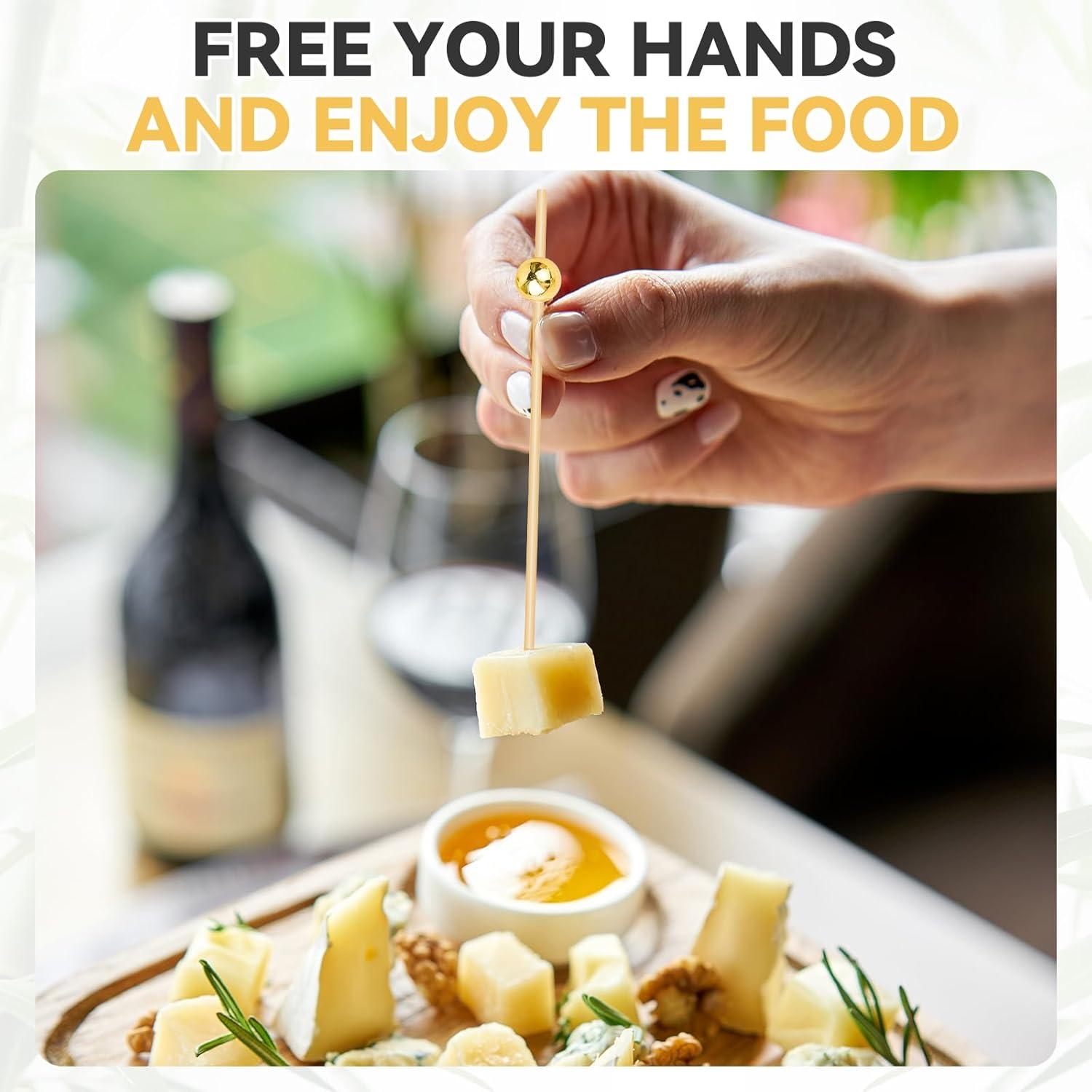 Palillos de Cóctel HOPELF 100pcs Bambú 11.94cm Dorados