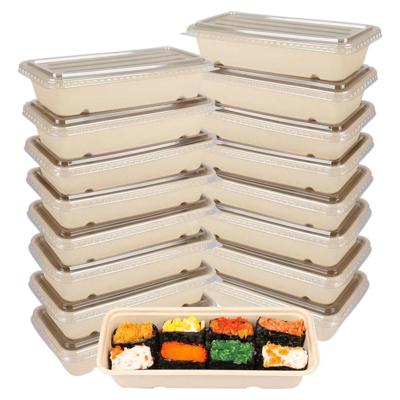 Tazones desechables de fibra de caña 25 paquetes 16 oz con tapa