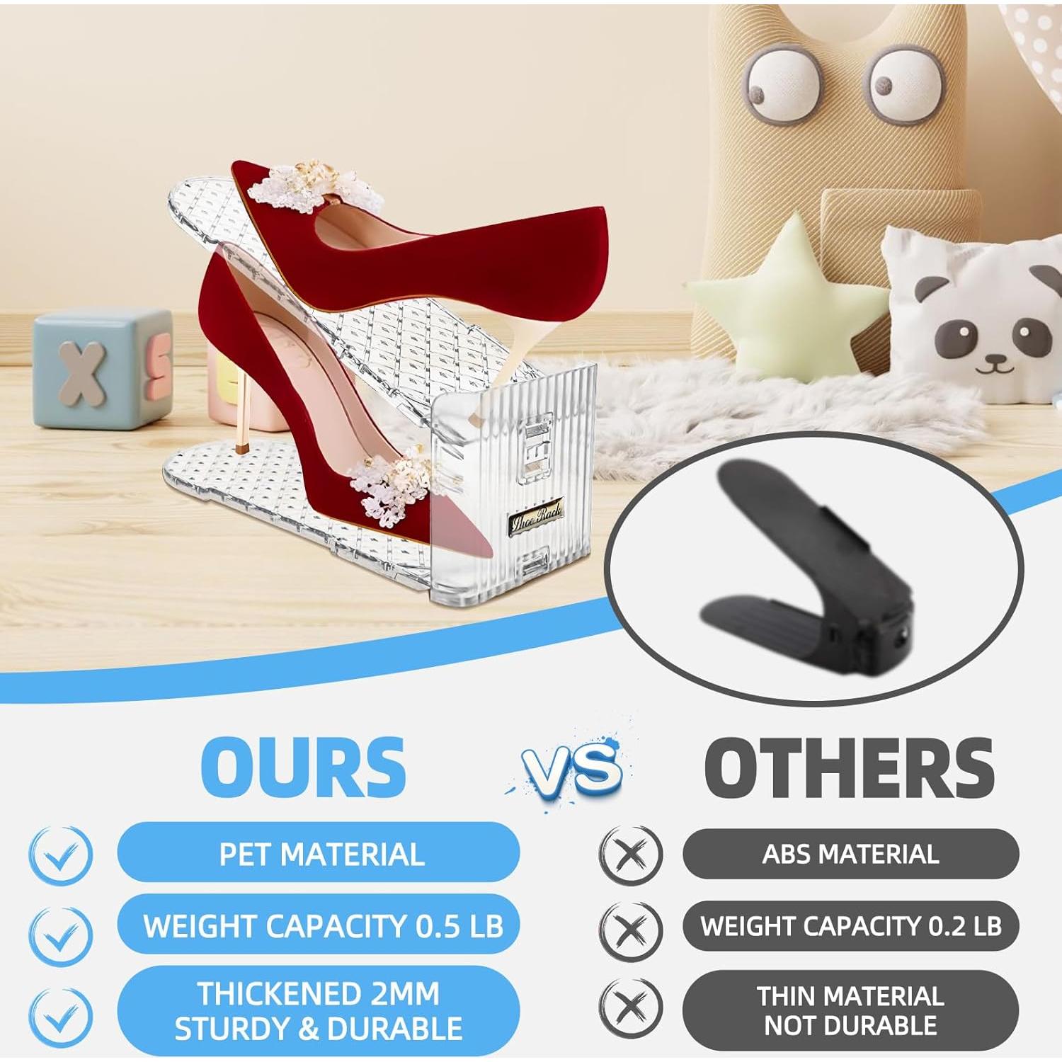 Organizador de Zapatos Transparente MOVDEET - Paquete de 20