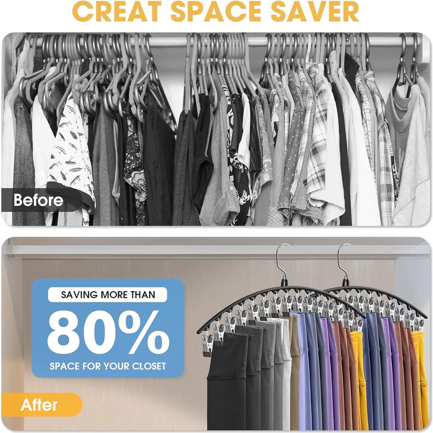 Perchas para Pantalones Besslly 2 Pack con 15 Clips Negro