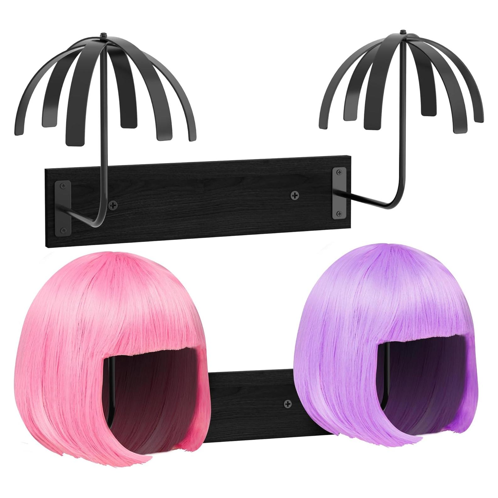 Soporte para Pelucas Colgante Yumkfoi - 4 Pcs, Acero y Madera