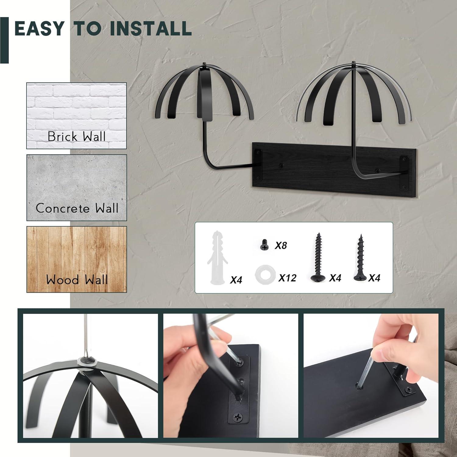 Soporte para Pelucas Colgante Yumkfoi - 4 Pcs, Acero y Madera